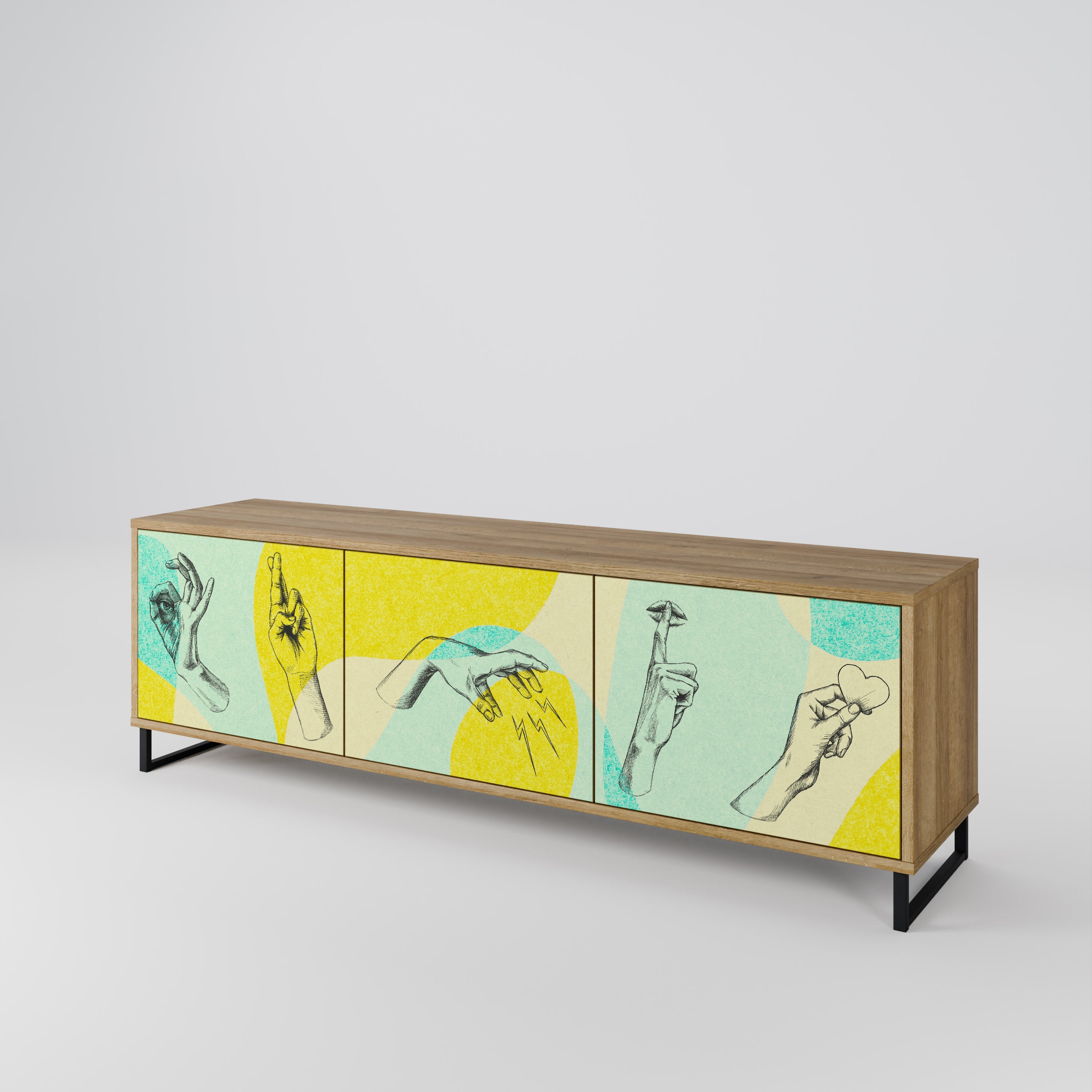 BODY LANGUAGE Móvel de TV com 3 Portas em Efeito Carvalho