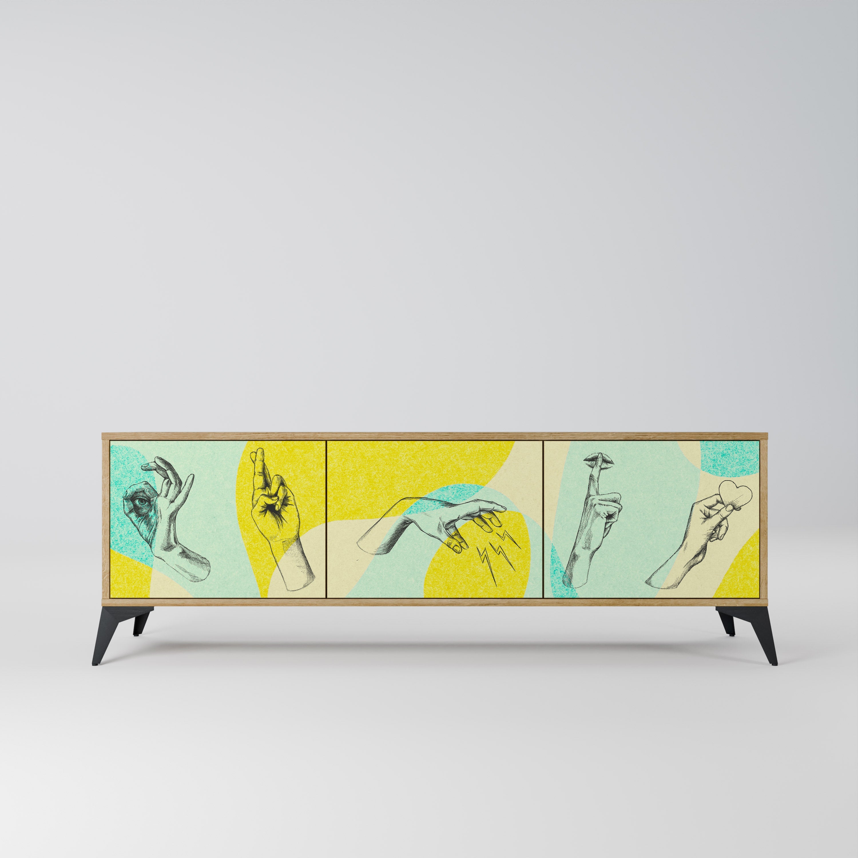 BODY LANGUAGE Móvel de TV com 3 Portas em Efeito Carvalho