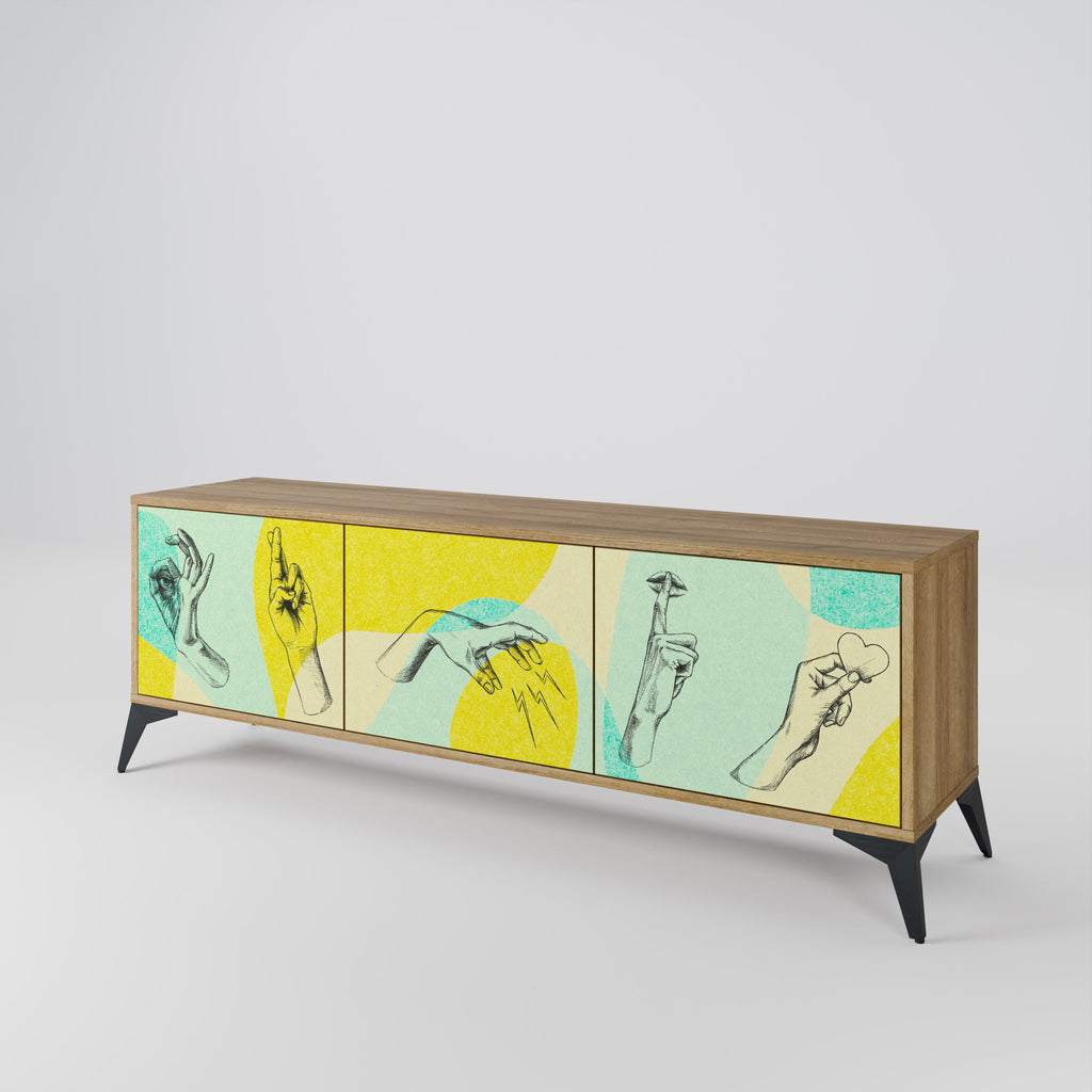 BODY LANGUAGE Móvel de TV com 3 Portas em Efeito Carvalho