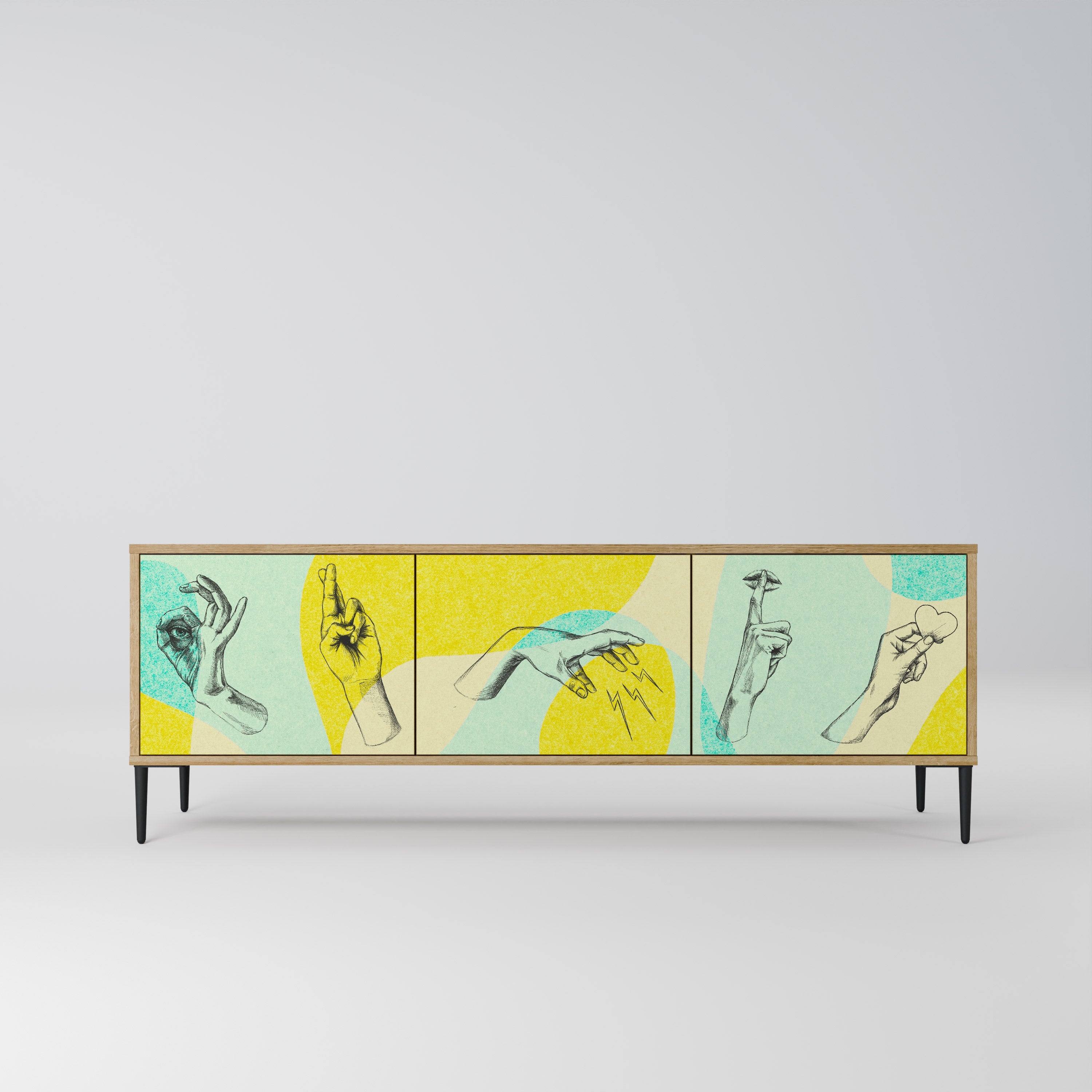 BODY LANGUAGE Móvel de TV com 3 Portas em Efeito Carvalho