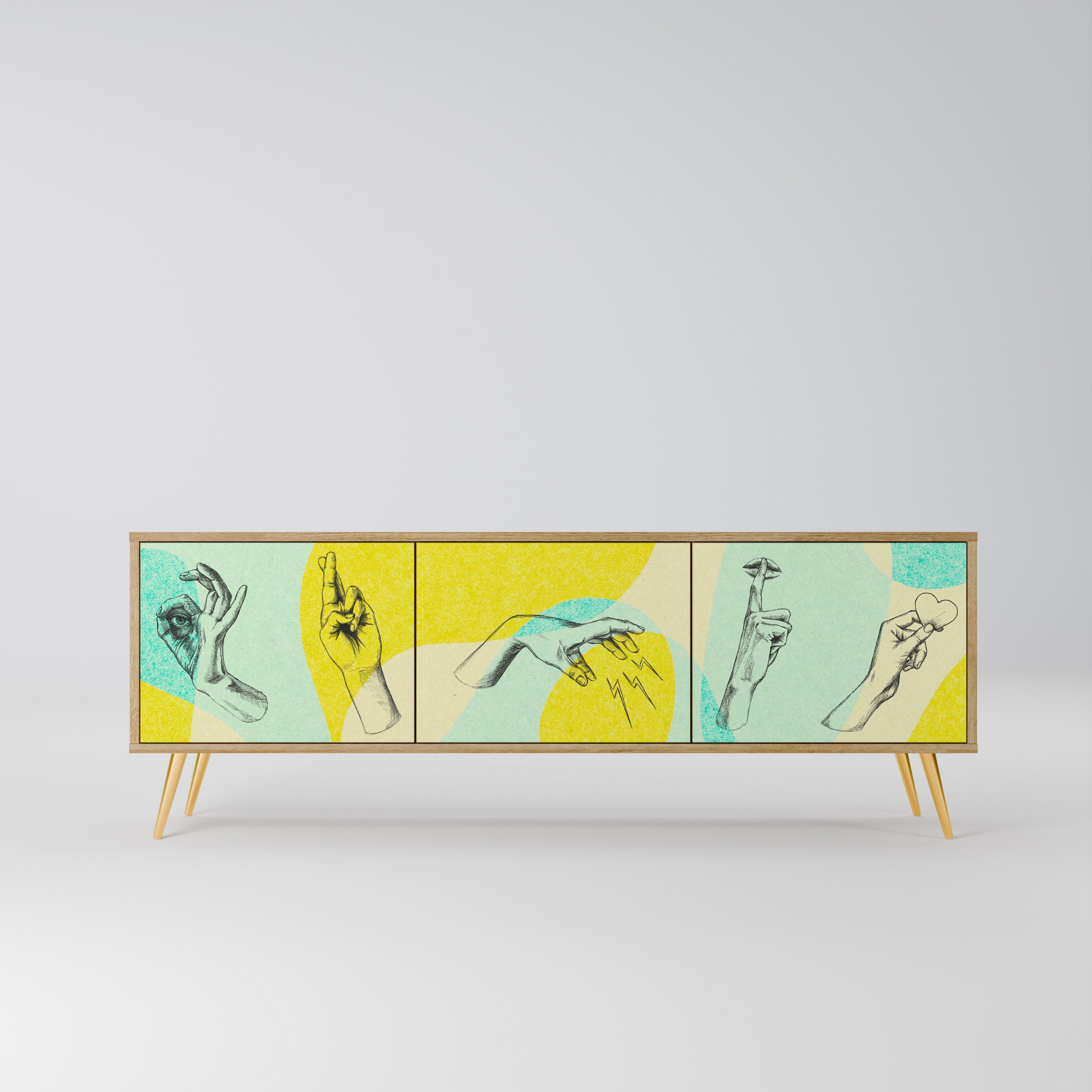 BODY LANGUAGE Móvel de TV com 3 Portas em Efeito Carvalho