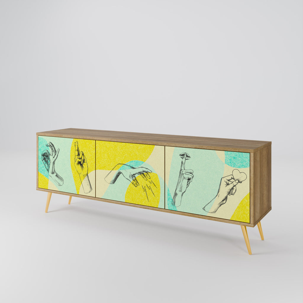 BODY LANGUAGE Móvel de TV com 3 Portas em Efeito Carvalho