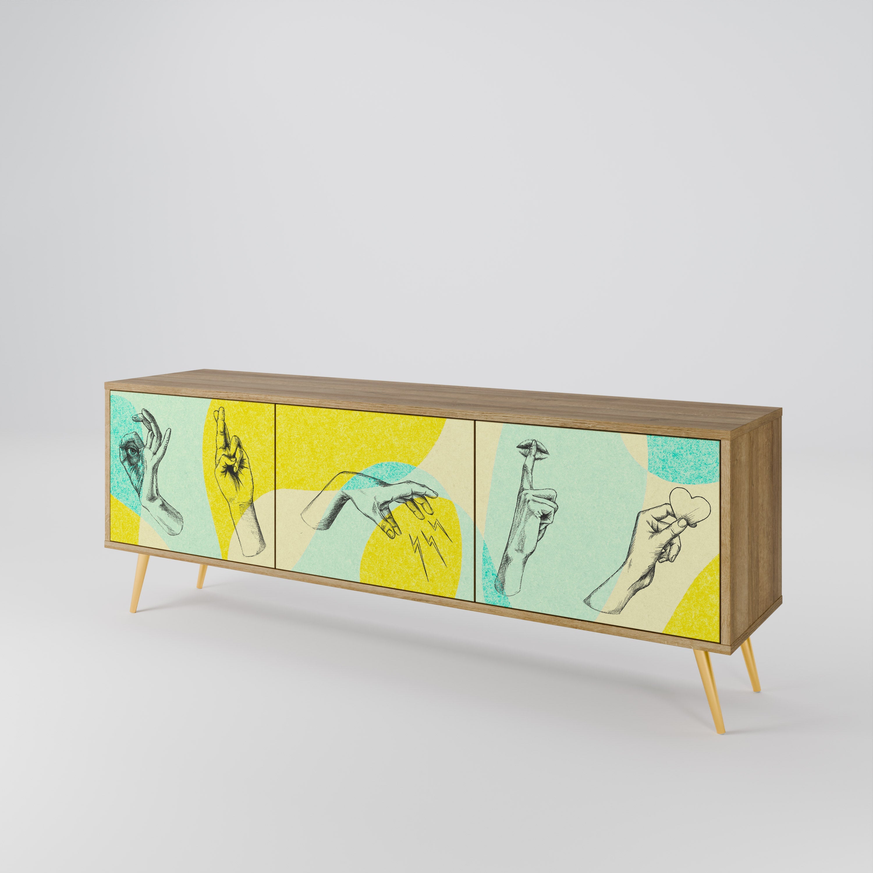 BODY LANGUAGE Móvel de TV com 3 Portas em Efeito Carvalho