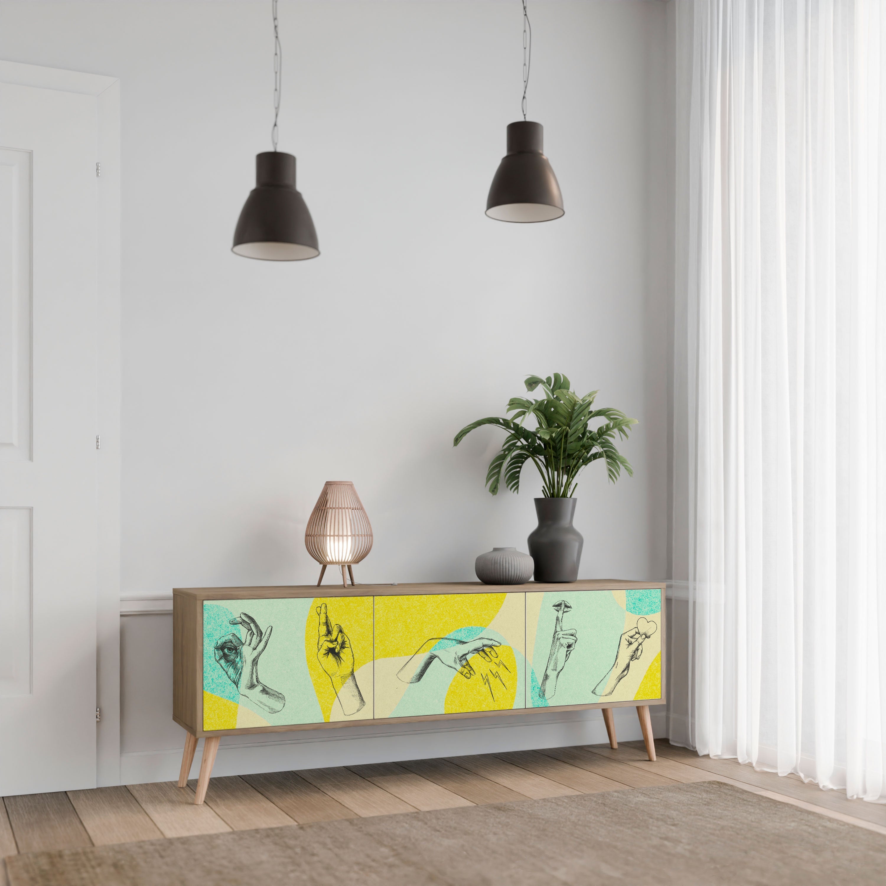 BODY LANGUAGE Móvel de TV com 3 Portas em Efeito Carvalho