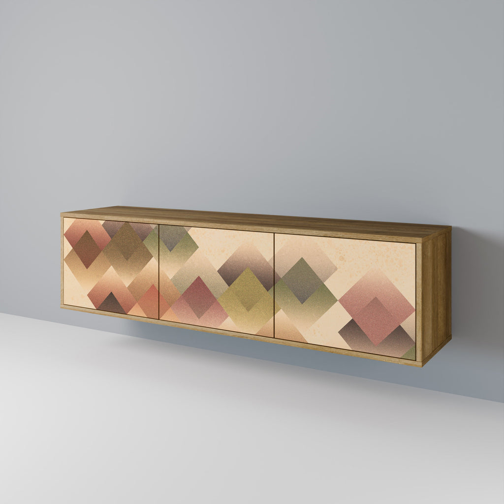 GEOMETRIC FUSION Móvel de TV com 3 Portas em Efeito Carvalho