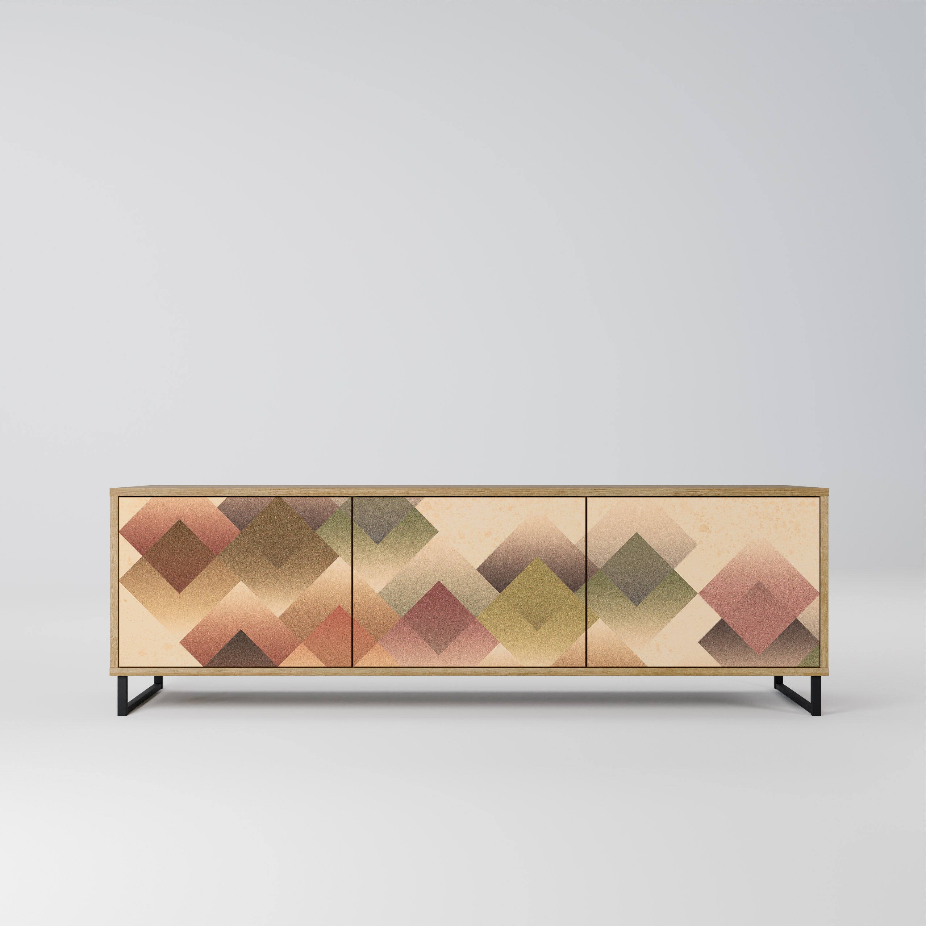 GEOMETRIC FUSION Móvel de TV com 3 Portas em Efeito Carvalho