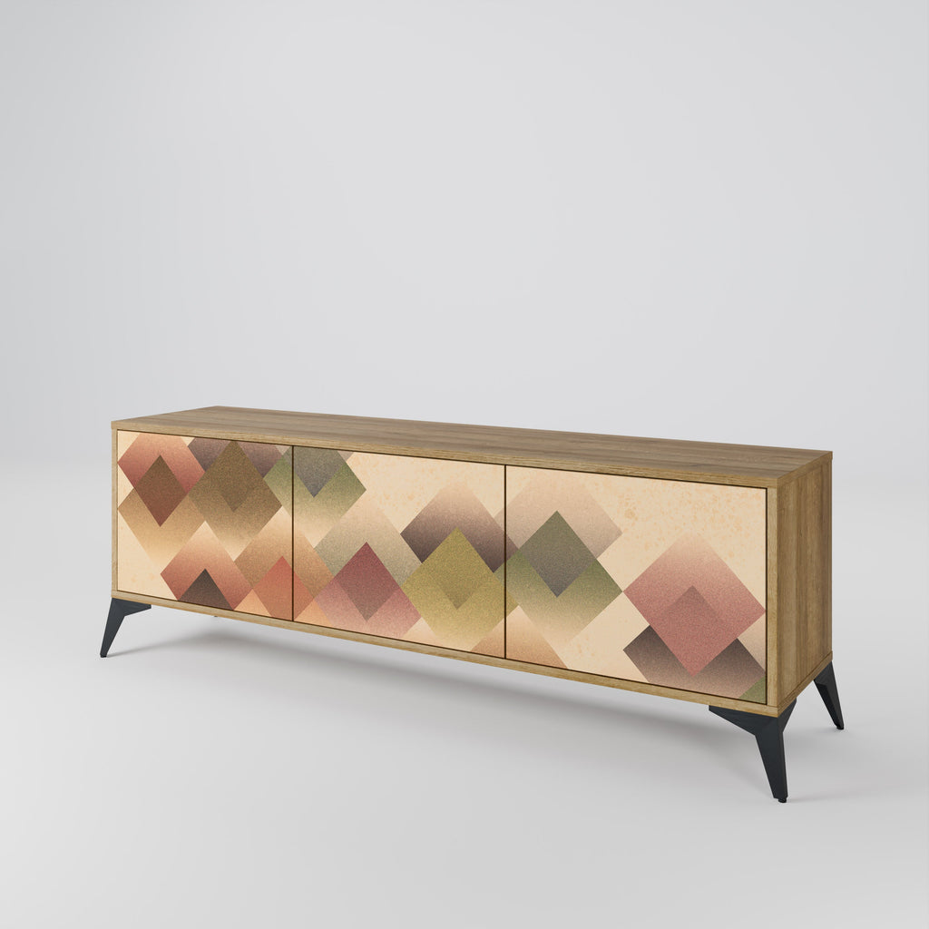 GEOMETRIC FUSION Móvel de TV com 3 Portas em Efeito Carvalho