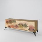 GEOMETRIC FUSION Móvel de TV com 3 Portas em Efeito Carvalho