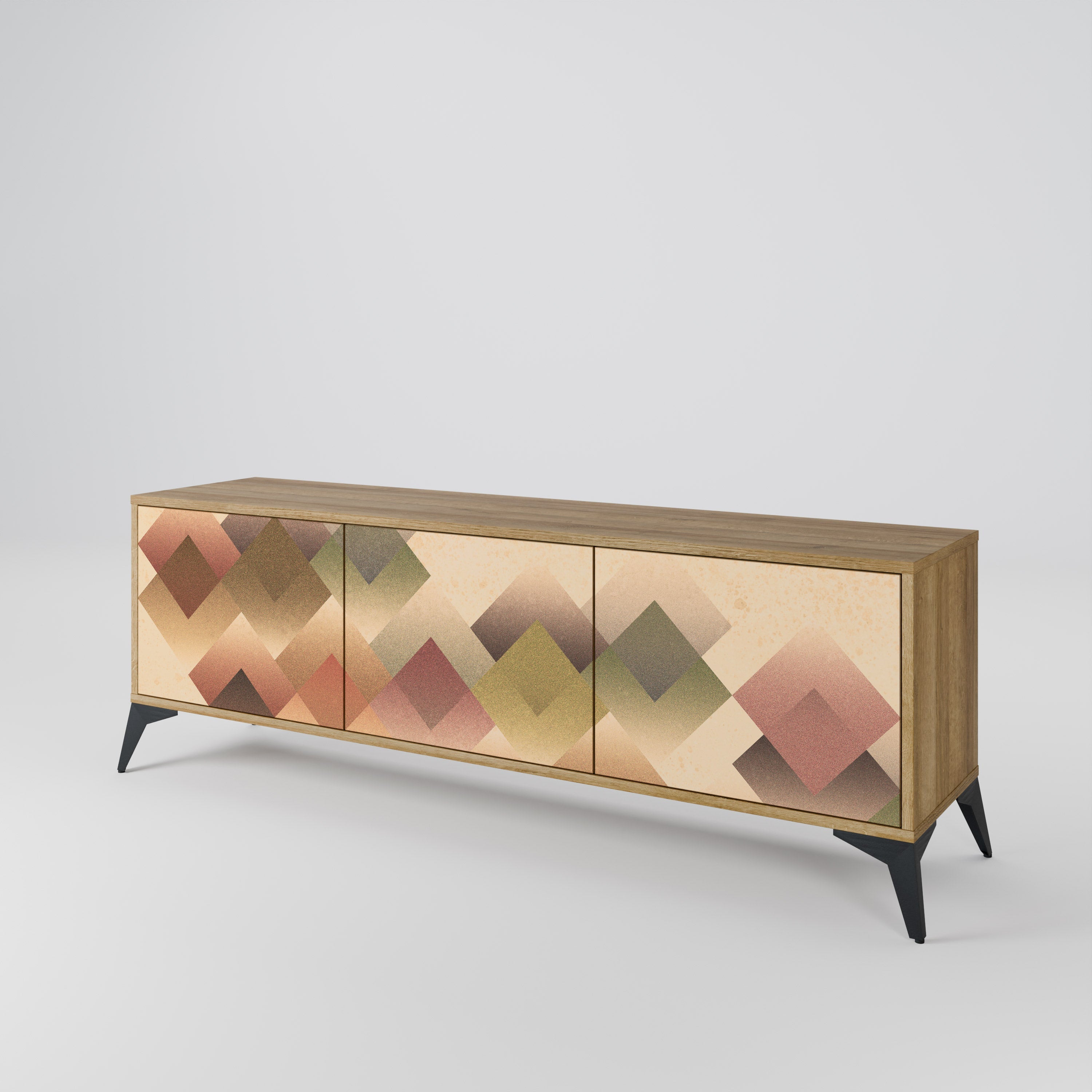 GEOMETRIC FUSION Móvel de TV com 3 Portas em Efeito Carvalho