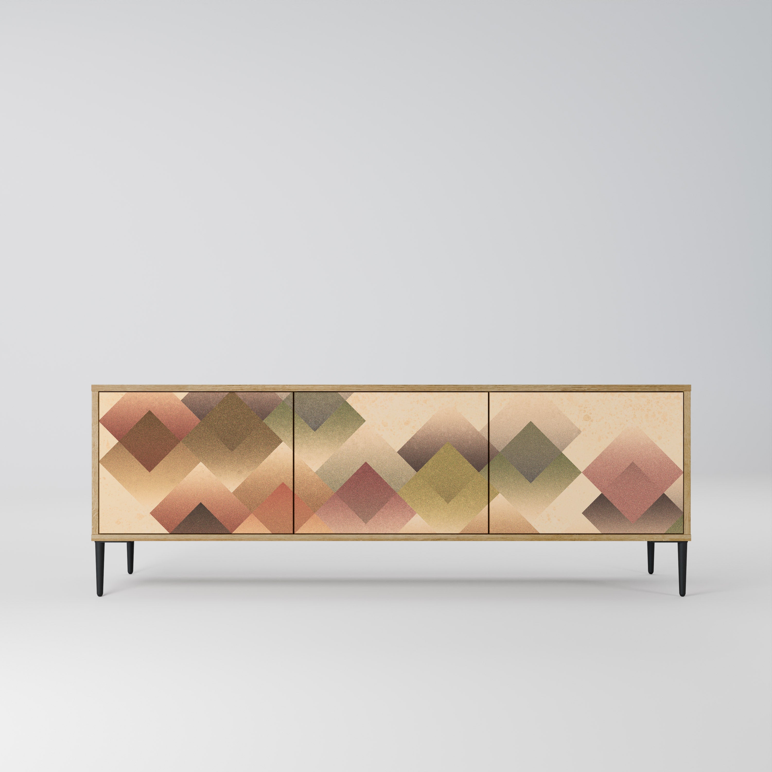 GEOMETRIC FUSION Móvel de TV com 3 Portas em Efeito Carvalho