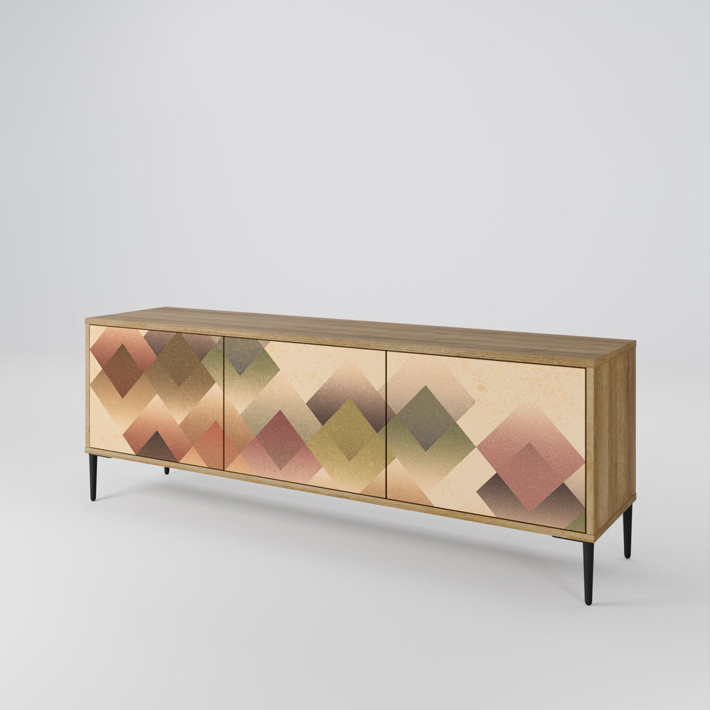 GEOMETRIC FUSION Móvel de TV com 3 Portas em Efeito Carvalho