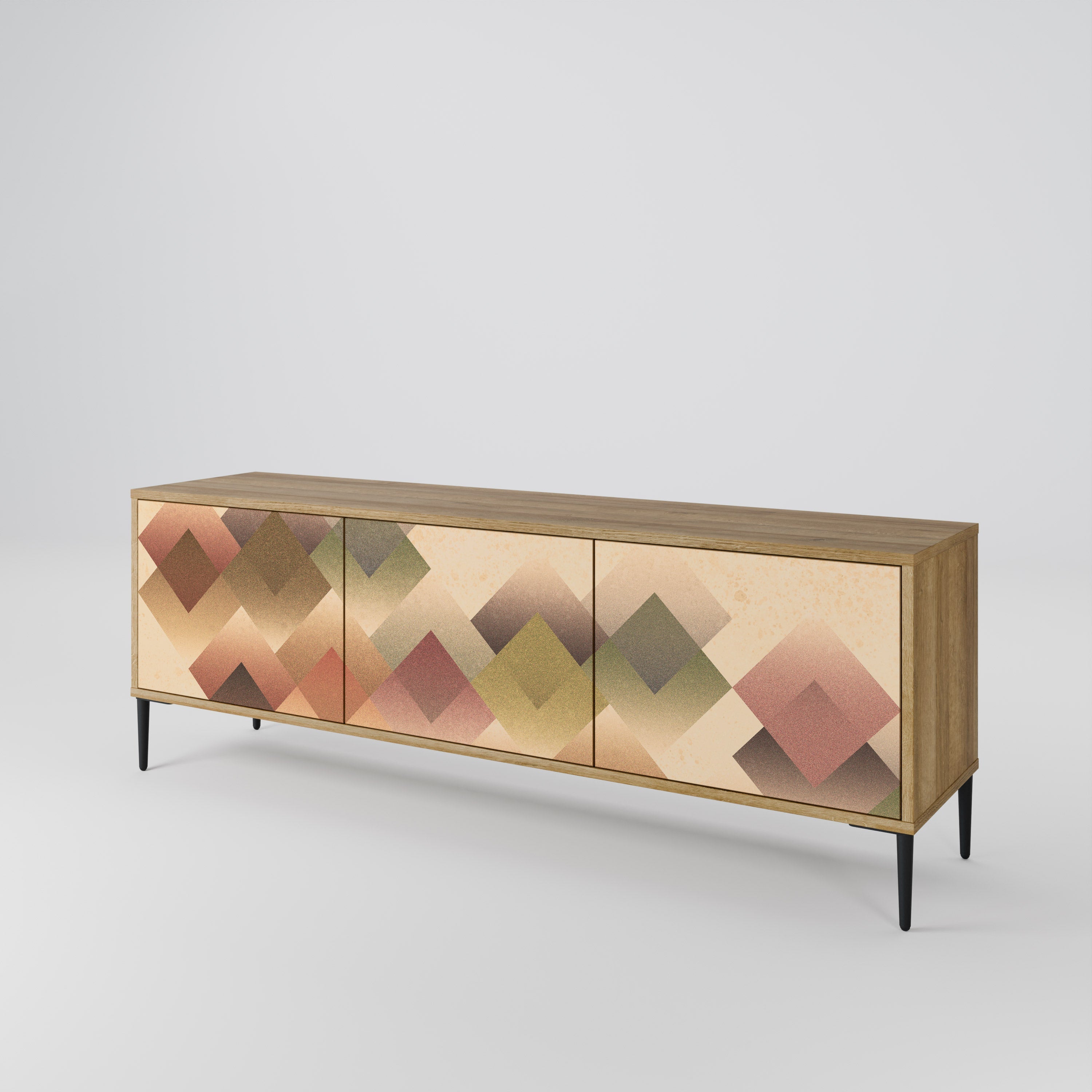 GEOMETRIC FUSION Móvel de TV com 3 Portas em Efeito Carvalho