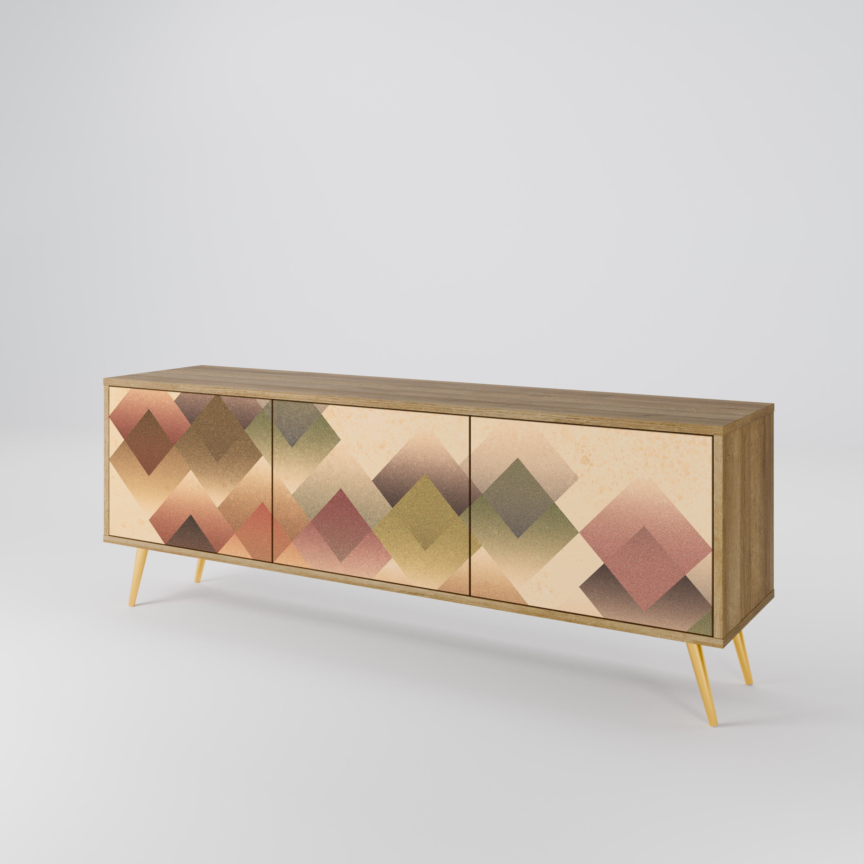 GEOMETRIC FUSION Móvel de TV com 3 Portas em Efeito Carvalho