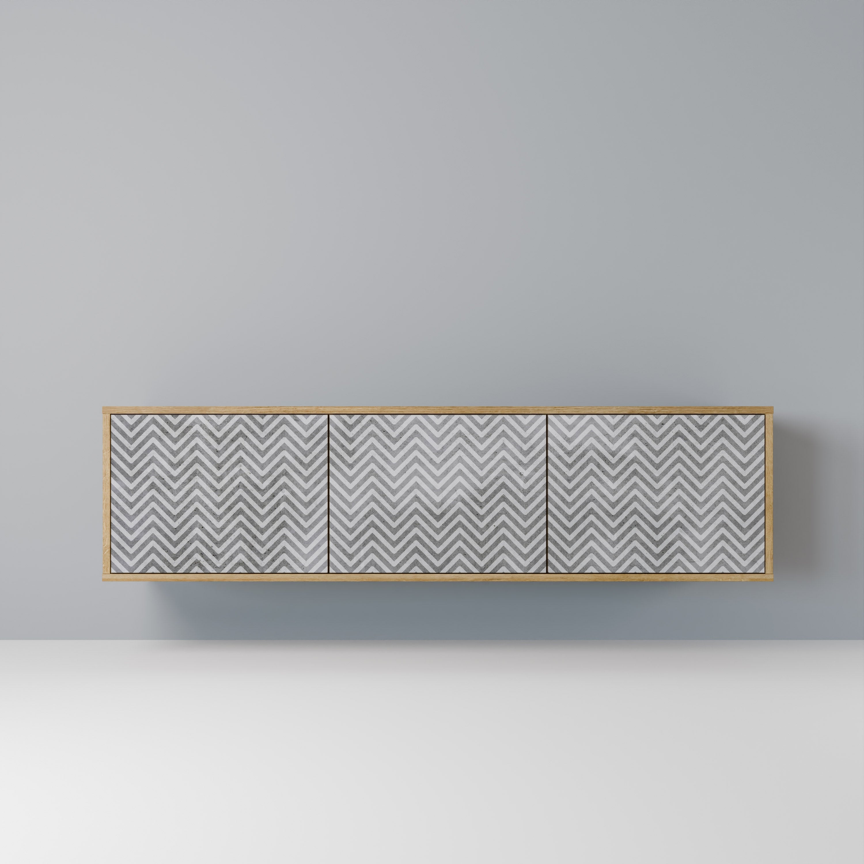 CONCRETE ZIG ZAG Móvel de TV com 3 Portas em Efeito Carvalho