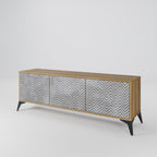 CONCRETE ZIG ZAG Móvel de TV com 3 Portas em Efeito Carvalho