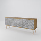 CONCRETE ZIG ZAG Móvel de TV com 3 Portas em Efeito Carvalho