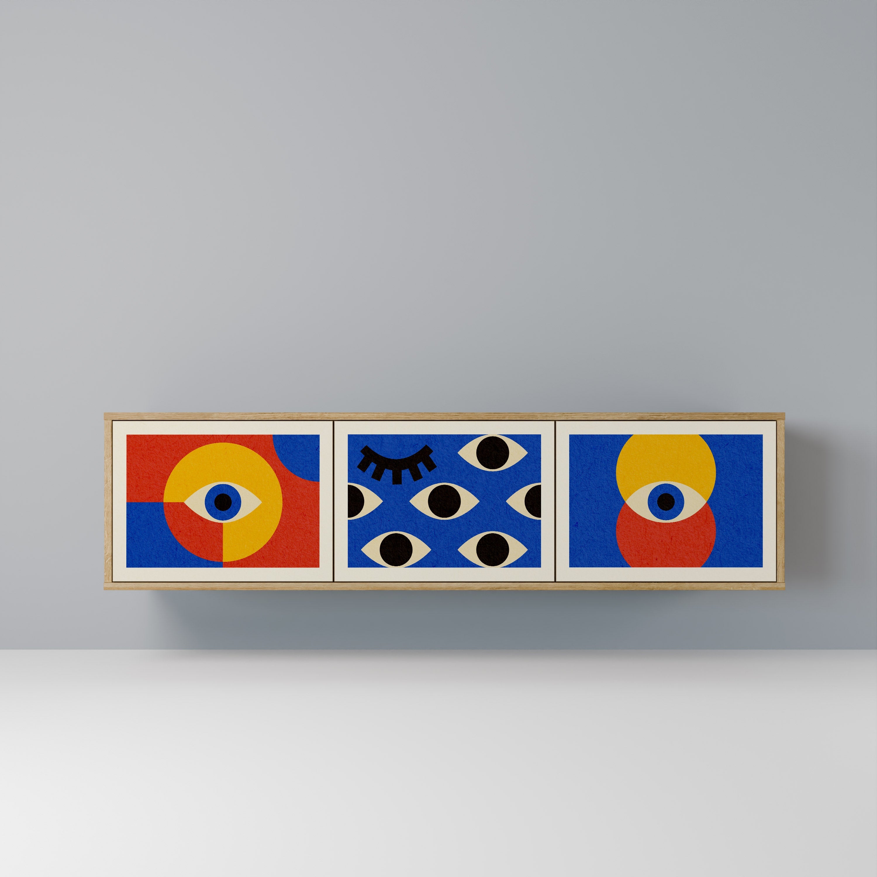 GEOMETRIC EYES Móvel de TV com 3 Portas em Efeito Carvalho