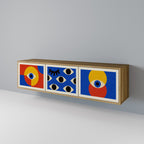 GEOMETRIC EYES Móvel de TV com 3 Portas em Efeito Carvalho