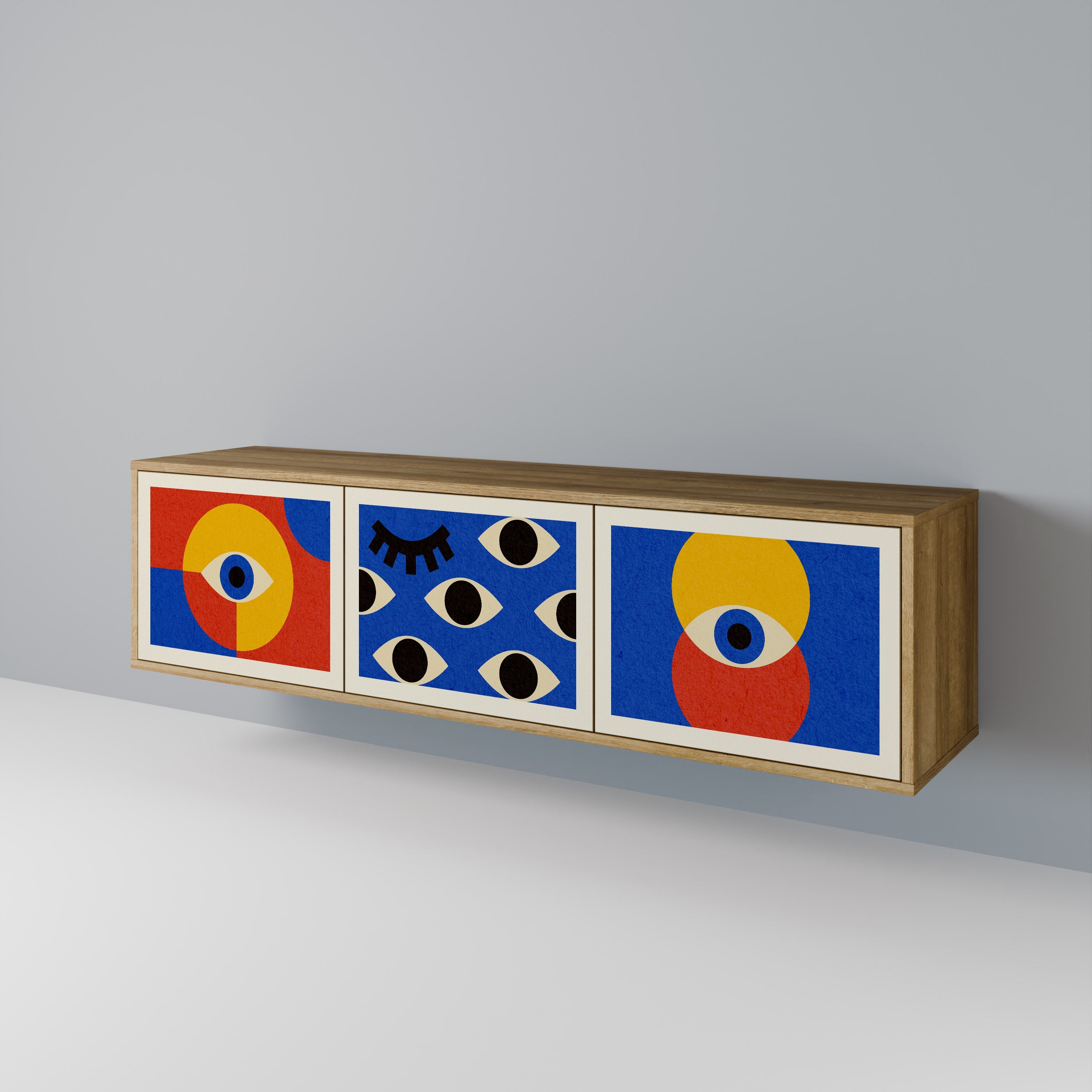 GEOMETRIC EYES Móvel de TV com 3 Portas em Efeito Carvalho