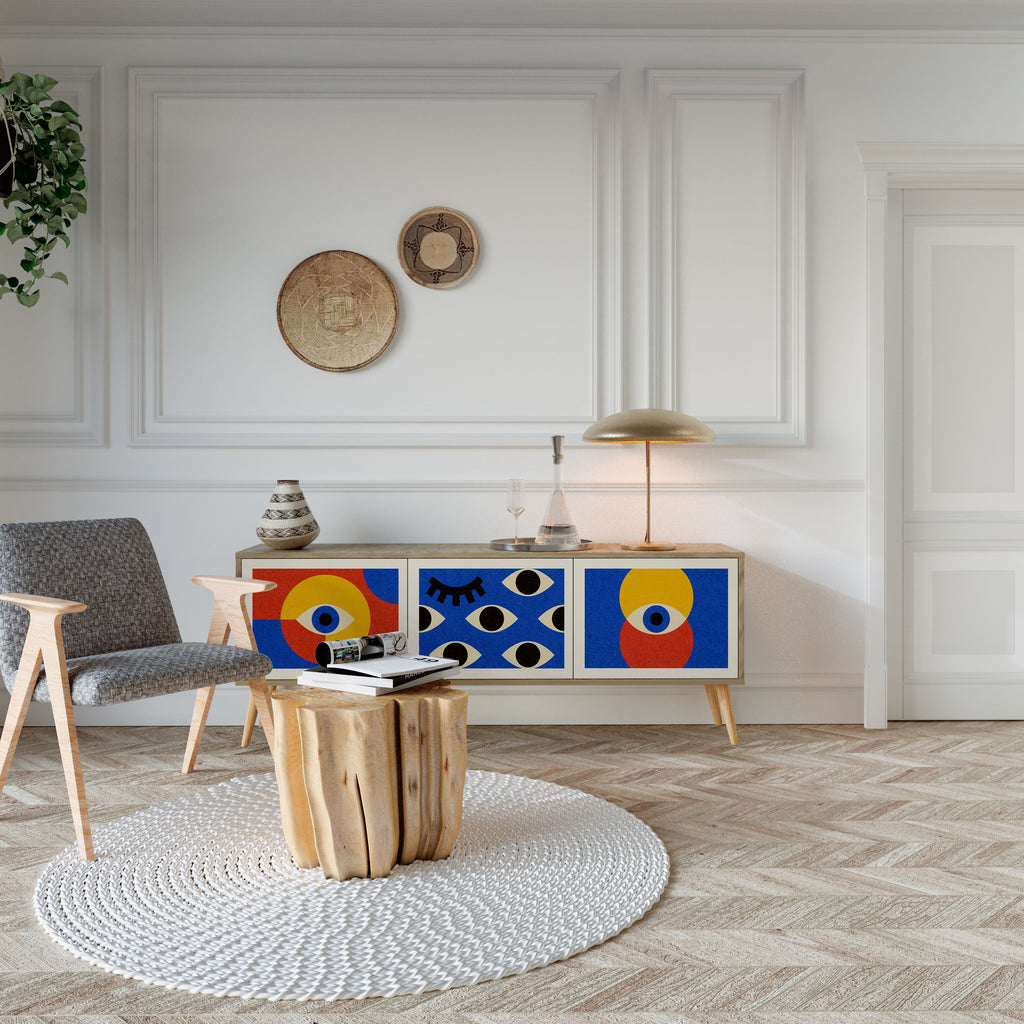 GEOMETRIC EYES Móvel de TV com 3 Portas em Efeito Carvalho