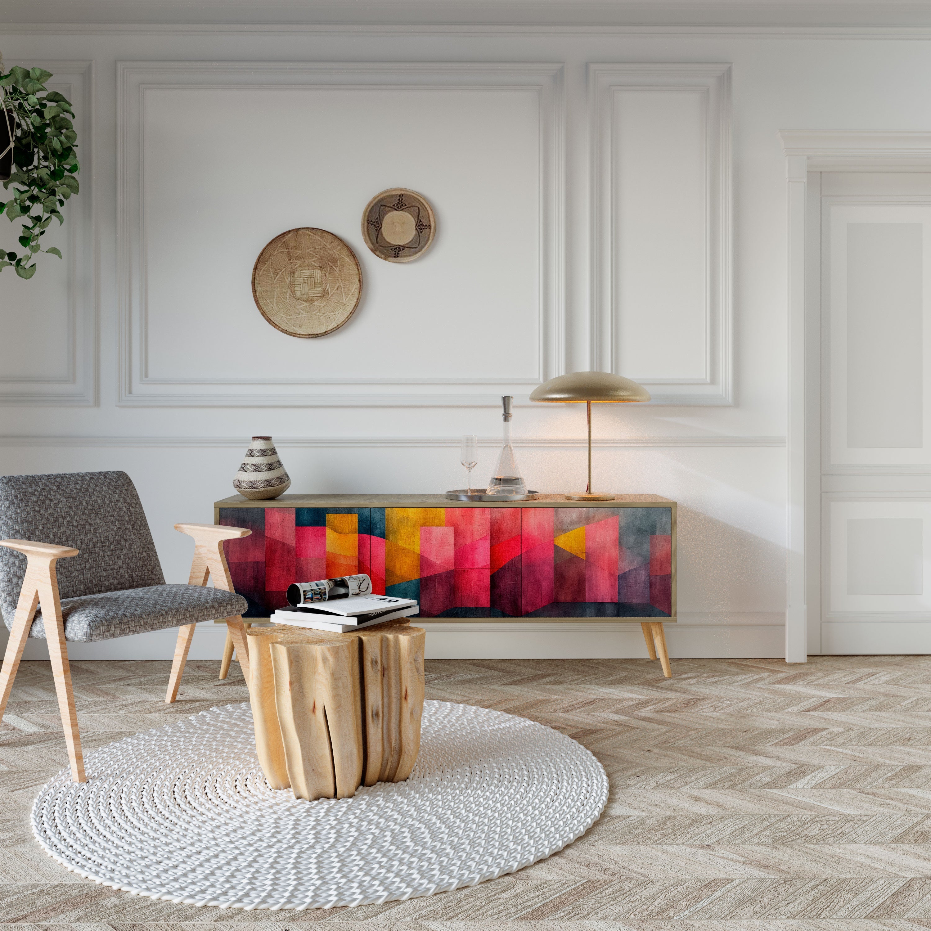 COLORFUL SOUNDS Móvel de TV com 3 Portas em Efeito Carvalho