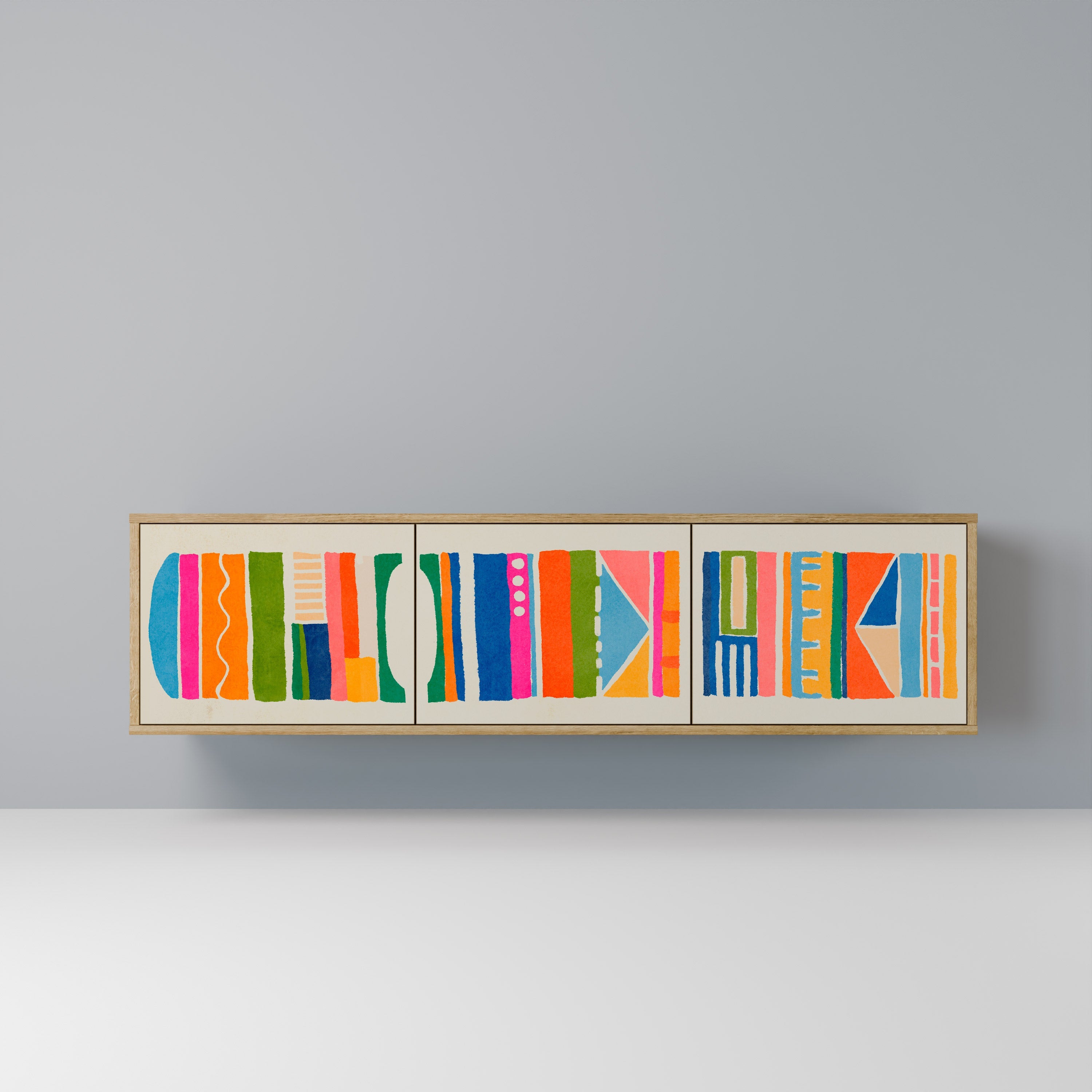 GEOMETRIC SHINE Móvel de TV com 3 Portas em Efeito Carvalho