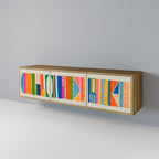 GEOMETRIC SHINE Móvel de TV com 3 Portas em Efeito Carvalho