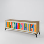 GEOMETRIC SHINE Móvel de TV com 3 Portas em Efeito Carvalho