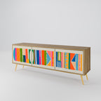 GEOMETRIC SHINE Móvel de TV com 3 Portas em Efeito Carvalho