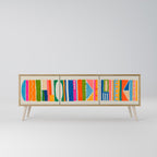 GEOMETRIC SHINE Móvel de TV com 3 Portas em Efeito Carvalho