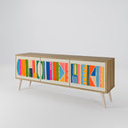 GEOMETRIC SHINE Móvel de TV com 3 Portas em Efeito Carvalho