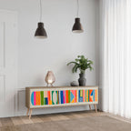 GEOMETRIC SHINE Móvel de TV com 3 Portas em Efeito Carvalho