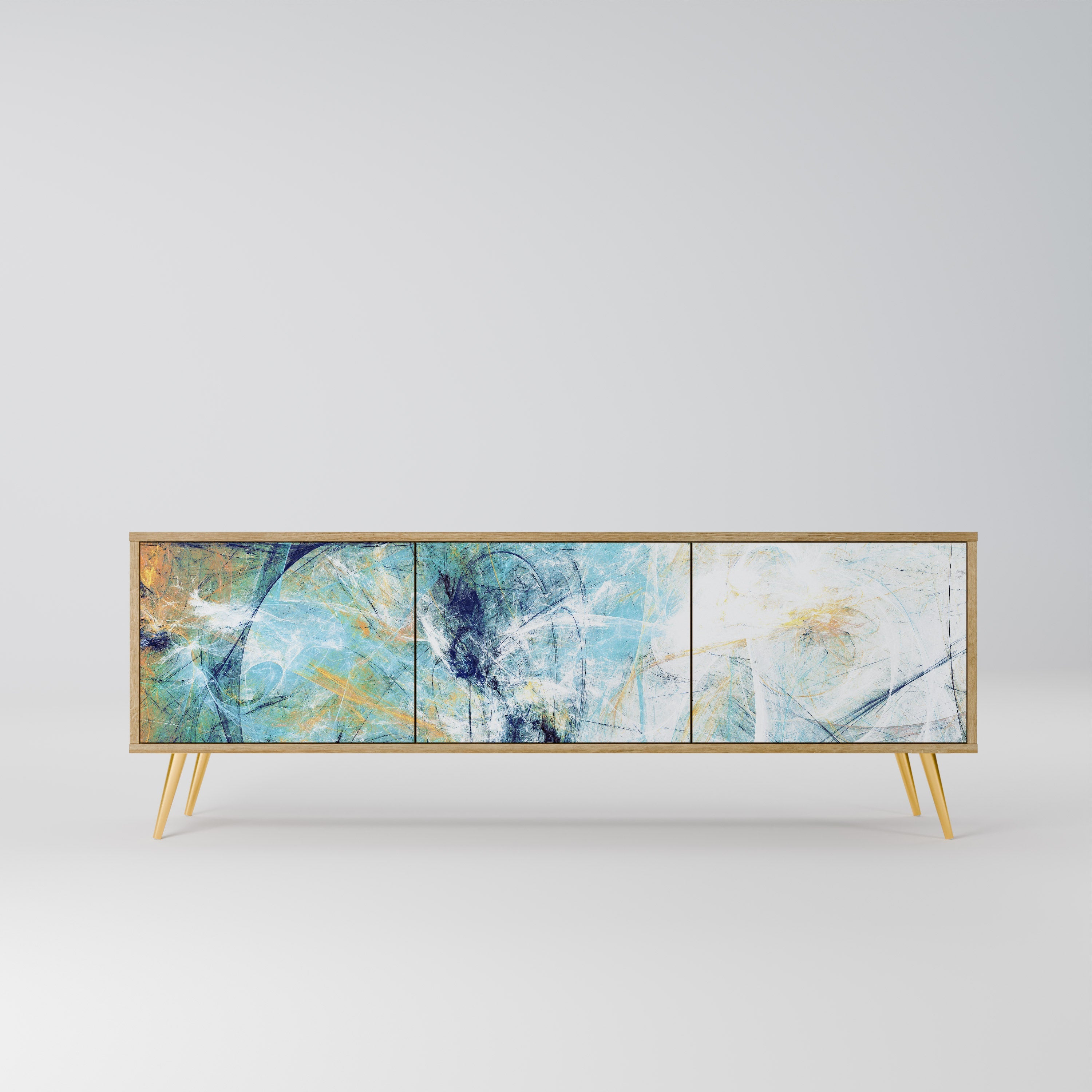 ABSTRACT THOUGHTS Móvel de TV com 3 Portas em Efeito Carvalho