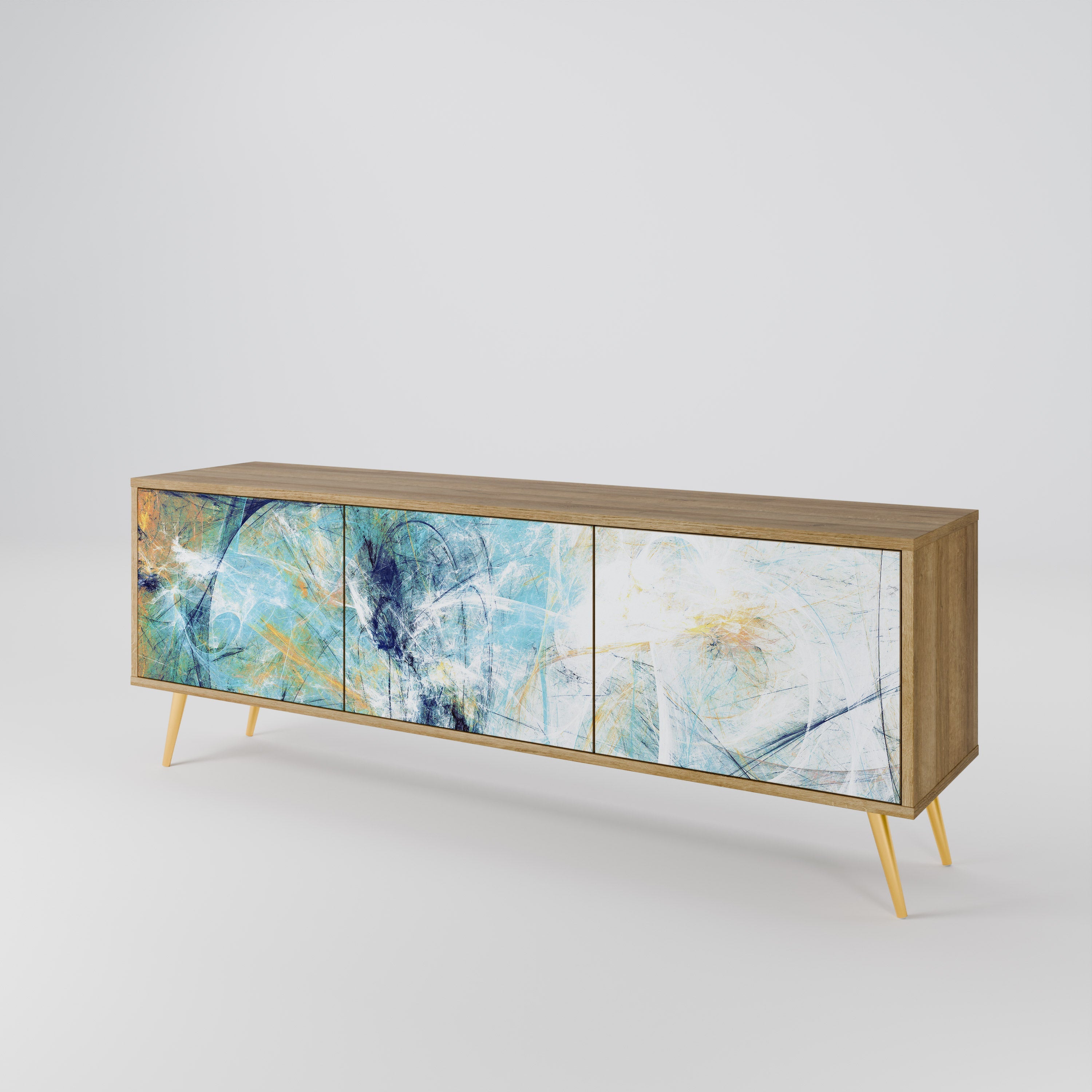 ABSTRACT THOUGHTS Móvel de TV com 3 Portas em Efeito Carvalho