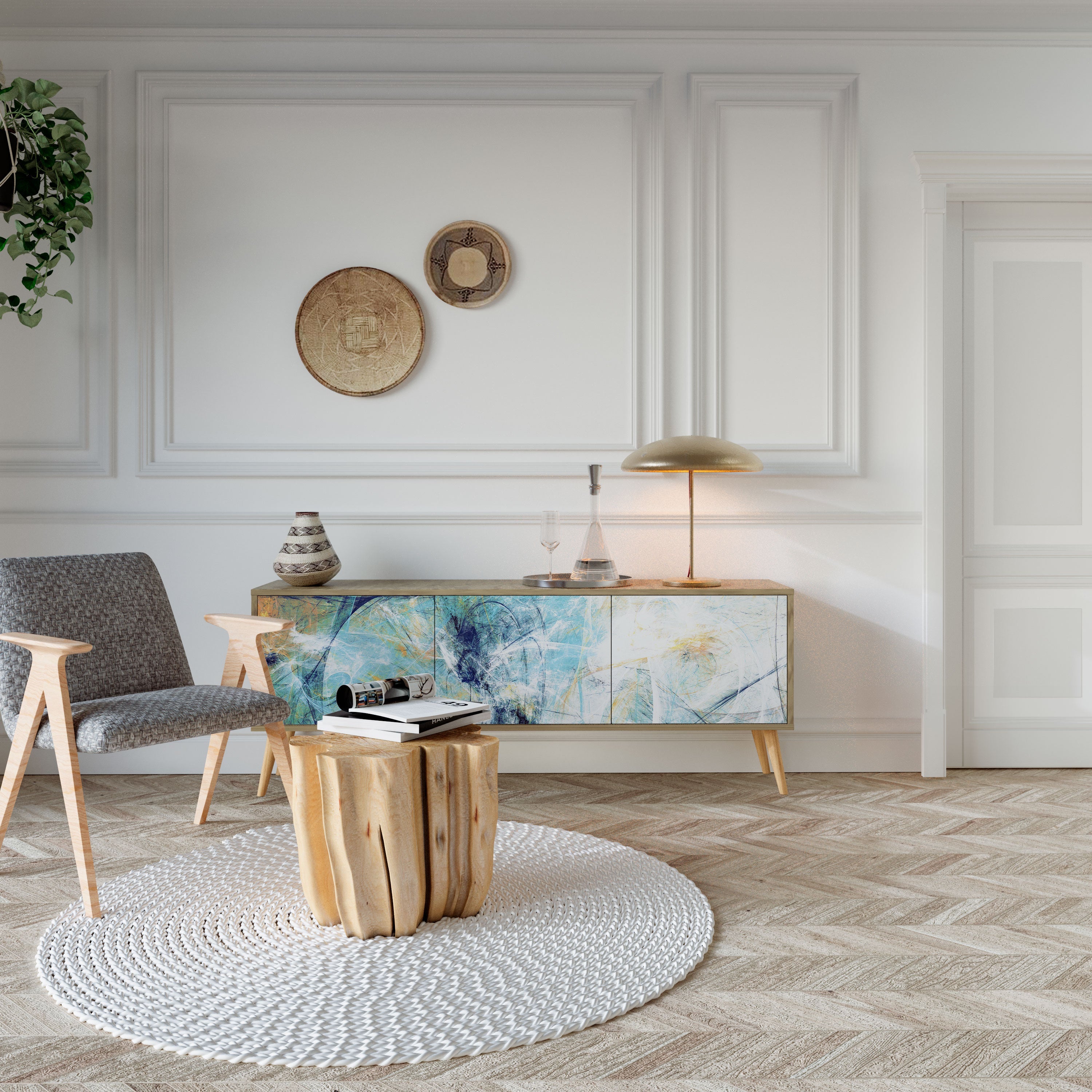 ABSTRACT THOUGHTS Móvel de TV com 3 Portas em Efeito Carvalho