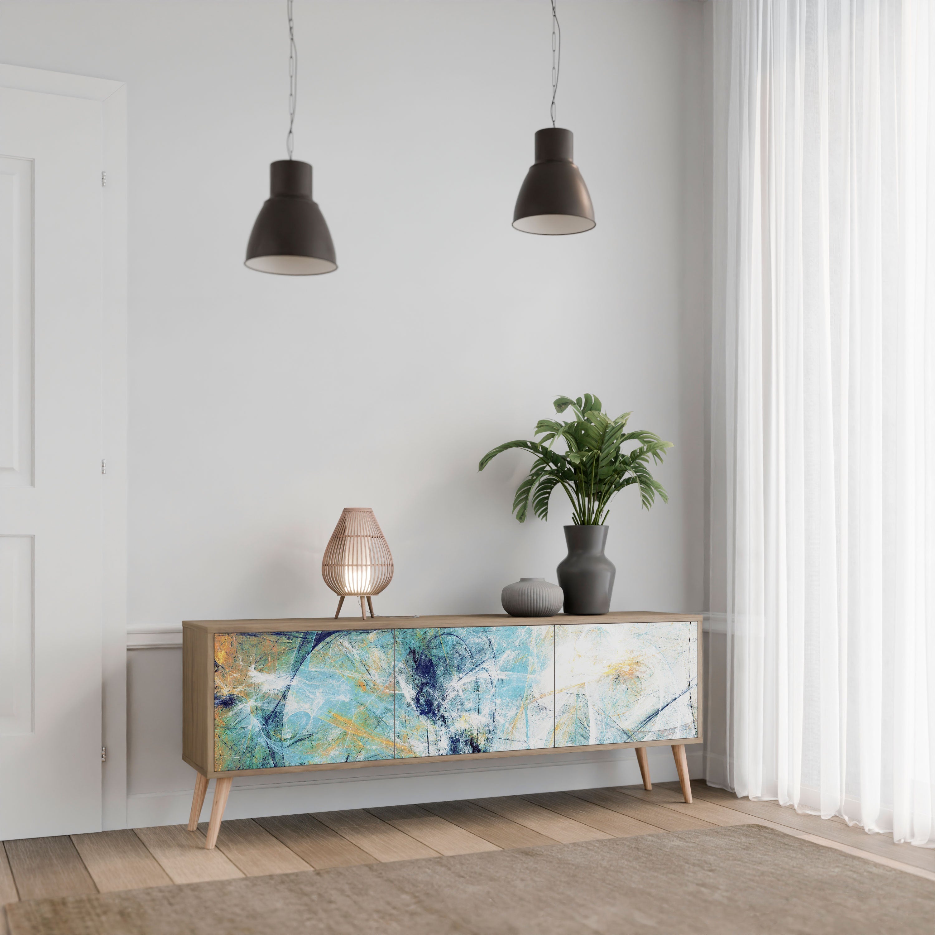 ABSTRACT THOUGHTS Móvel de TV com 3 Portas em Efeito Carvalho