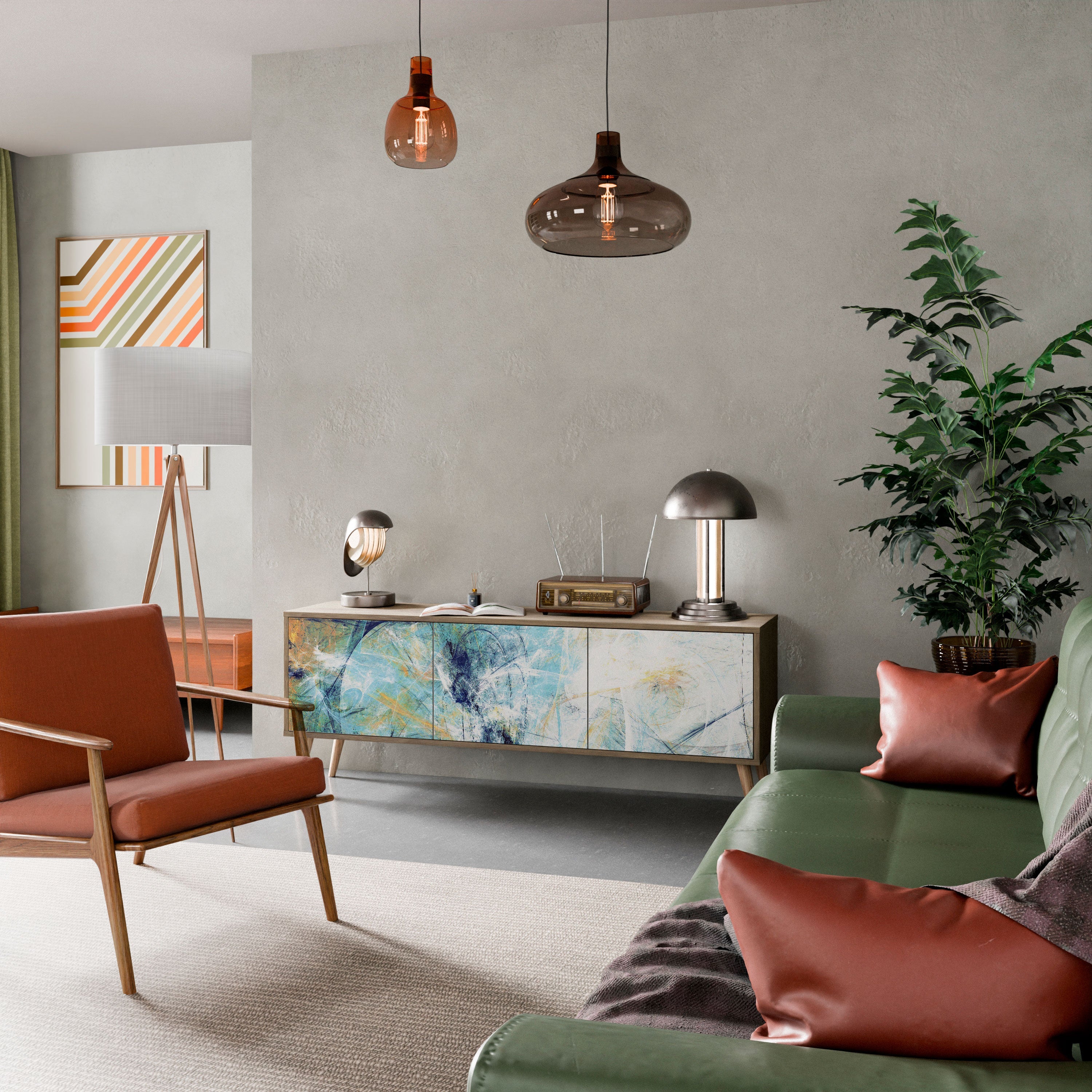 ABSTRACT THOUGHTS Móvel de TV com 3 Portas em Efeito Carvalho