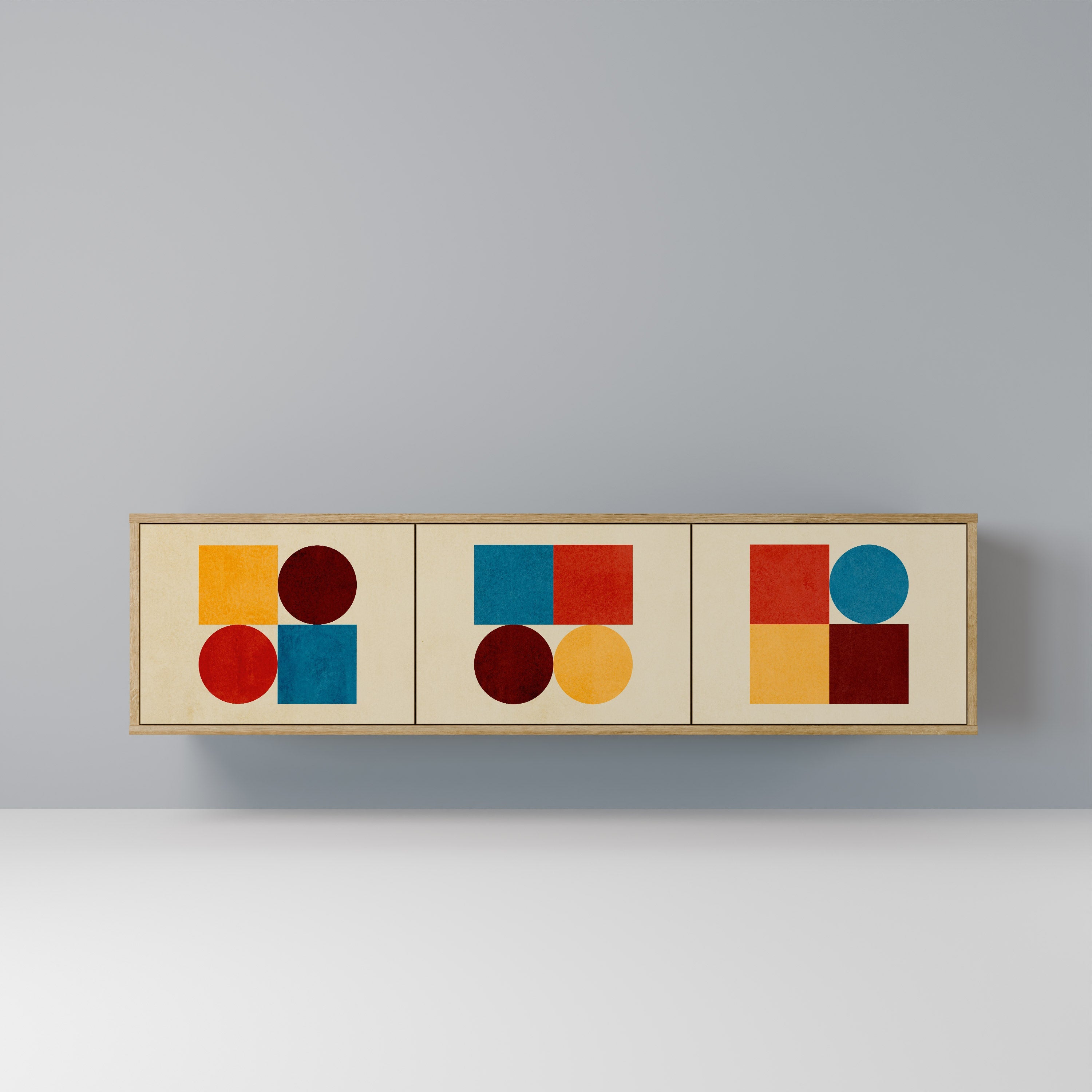 GEOMETRIC PUZZLE Móvel de TV com 3 Portas em Efeito Carvalho