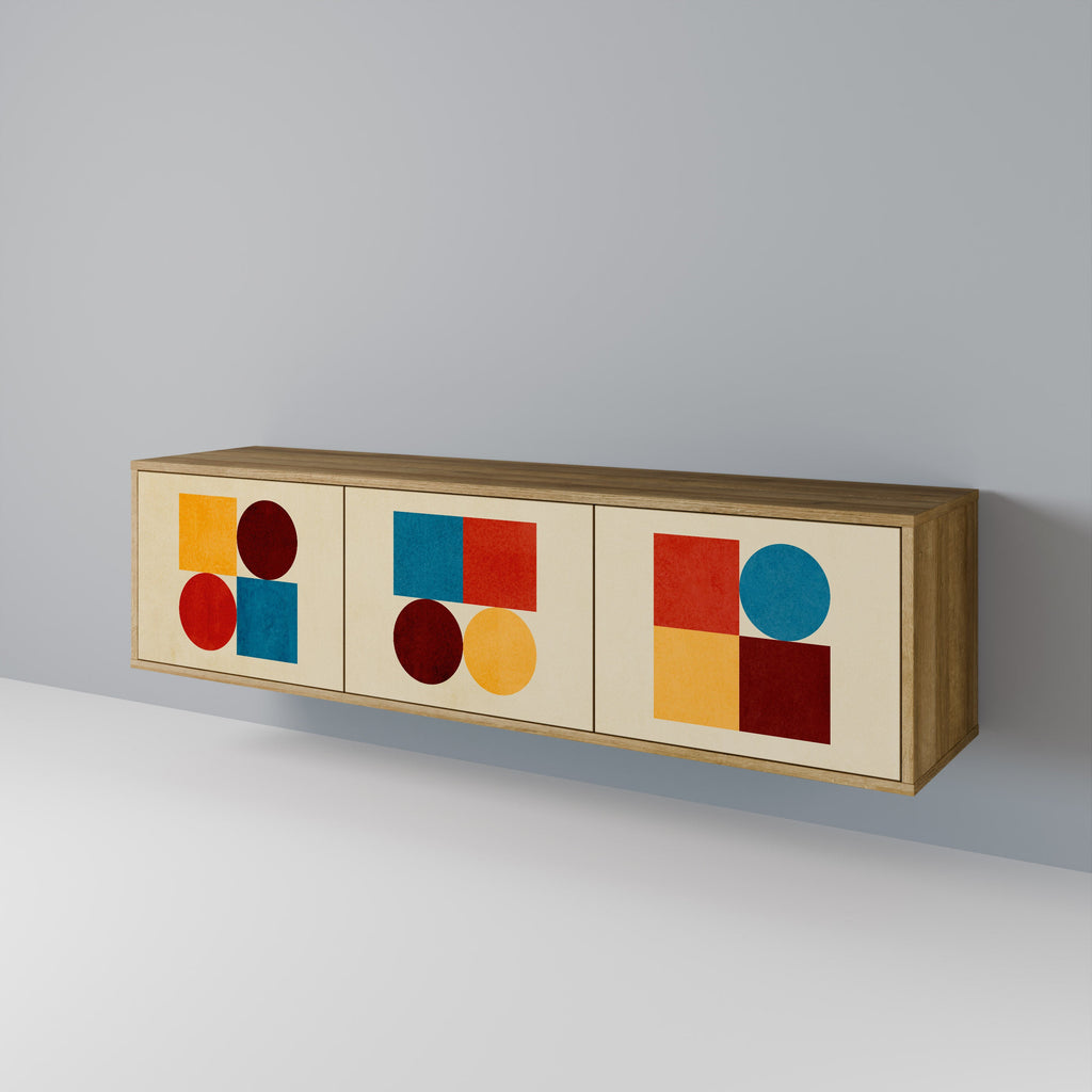 GEOMETRIC PUZZLE Móvel de TV com 3 Portas em Efeito Carvalho