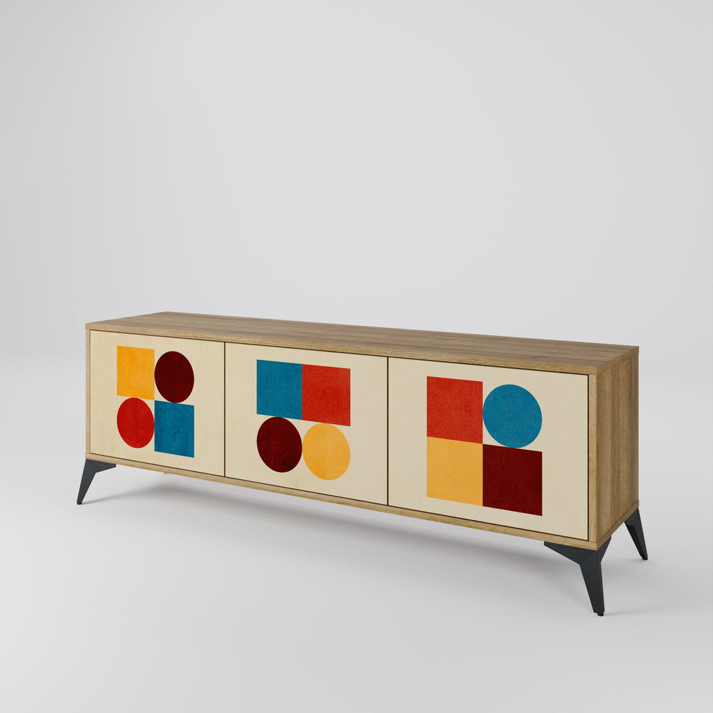 GEOMETRIC PUZZLE Móvel de TV com 3 Portas em Efeito Carvalho