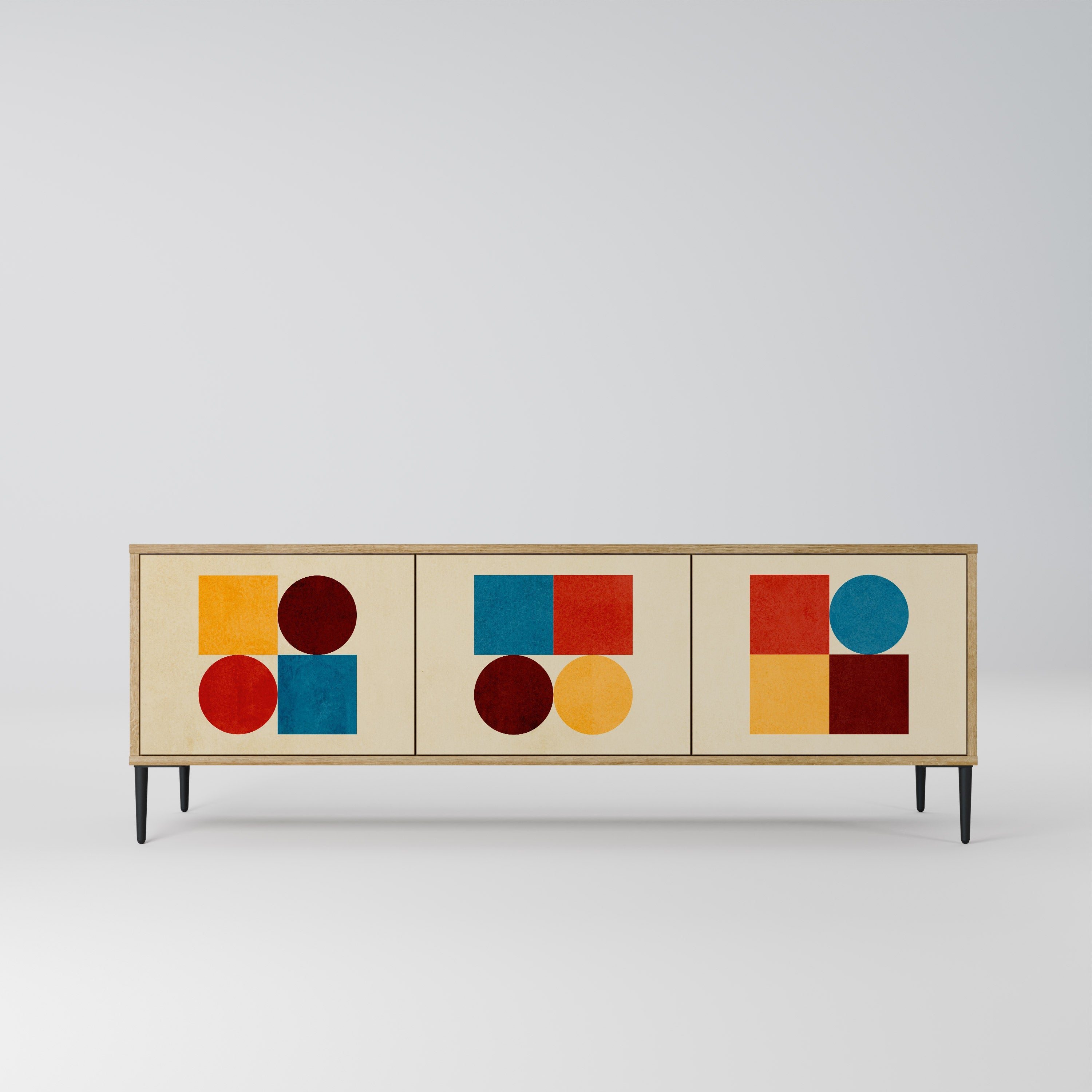 GEOMETRIC PUZZLE Móvel de TV com 3 Portas em Efeito Carvalho