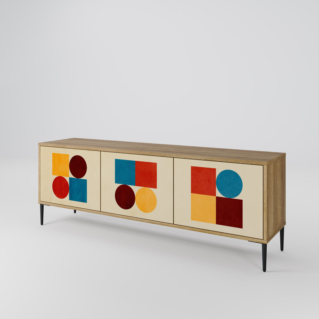 GEOMETRIC PUZZLE Móvel de TV com 3 Portas em Efeito Carvalho