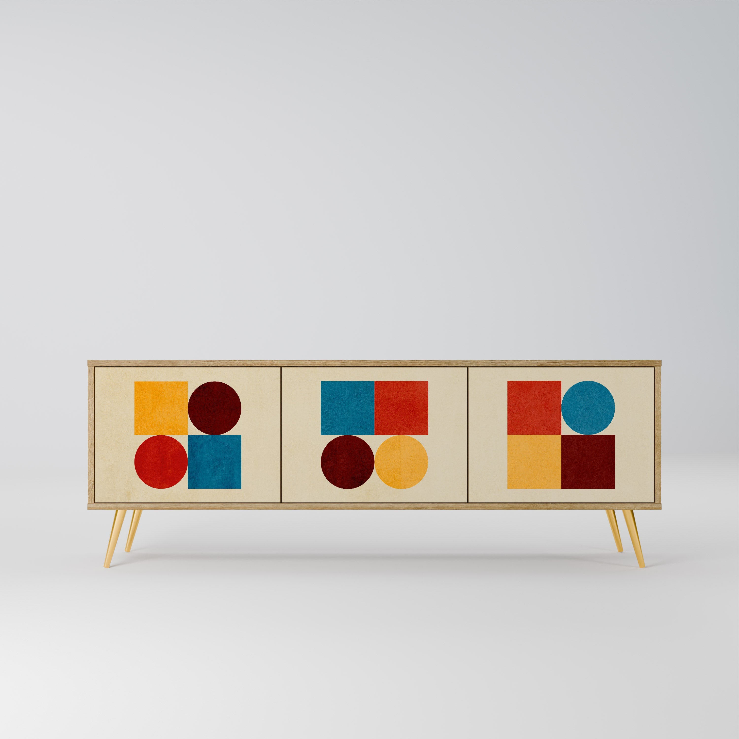 GEOMETRIC PUZZLE Móvel de TV com 3 Portas em Efeito Carvalho