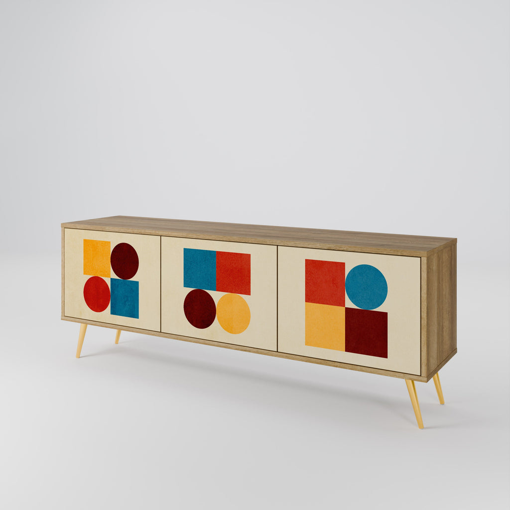 GEOMETRIC PUZZLE Móvel de TV com 3 Portas em Efeito Carvalho