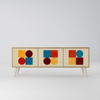 GEOMETRIC PUZZLE Móvel de TV com 3 Portas em Efeito Carvalho