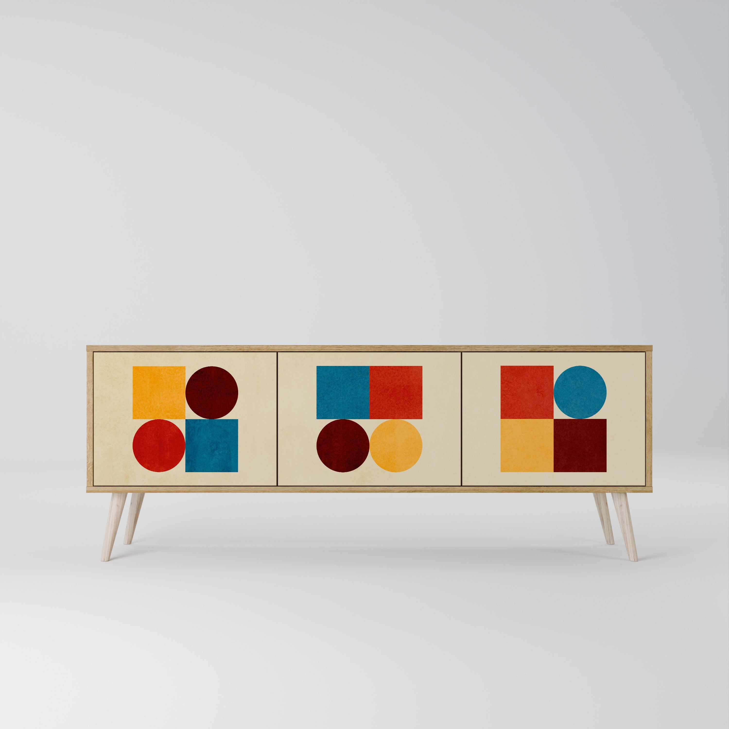 GEOMETRIC PUZZLE Móvel de TV com 3 Portas em Efeito Carvalho