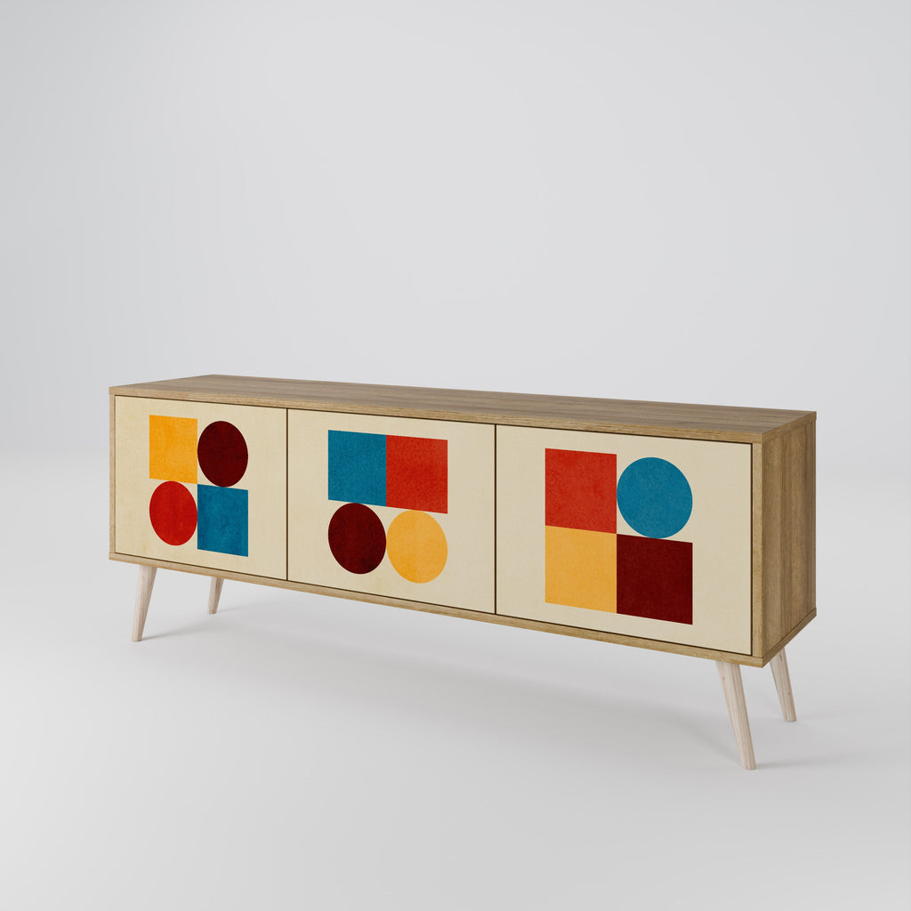 GEOMETRIC PUZZLE Móvel de TV com 3 Portas em Efeito Carvalho