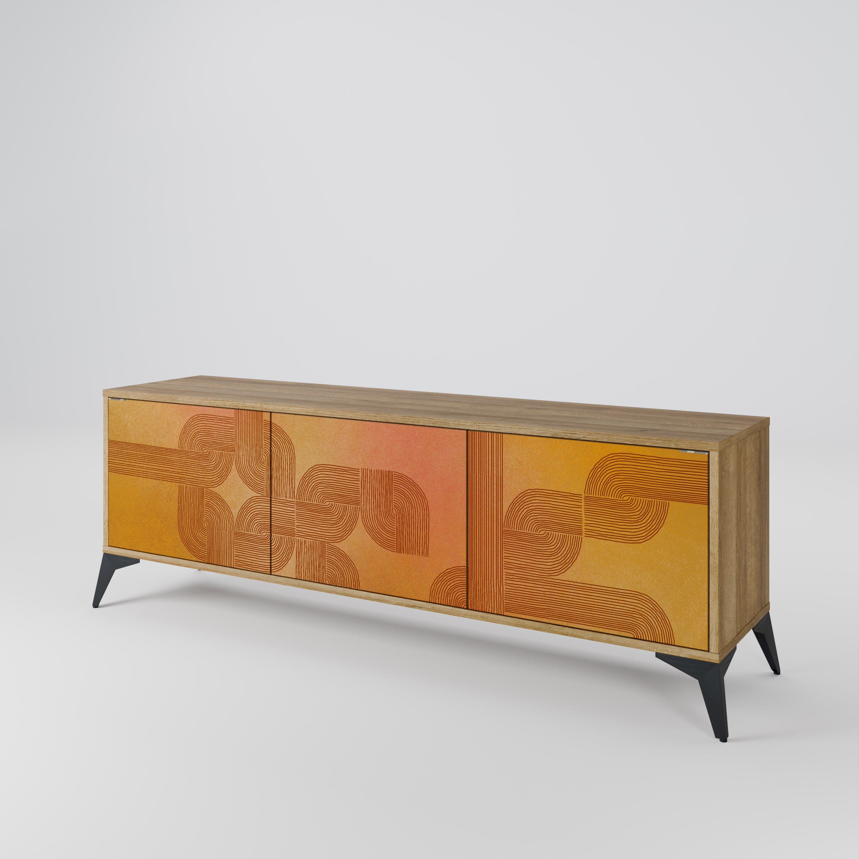 STRENGTHENING RELATION Móvel de TV com 3 Portas em Efeito Carvalho