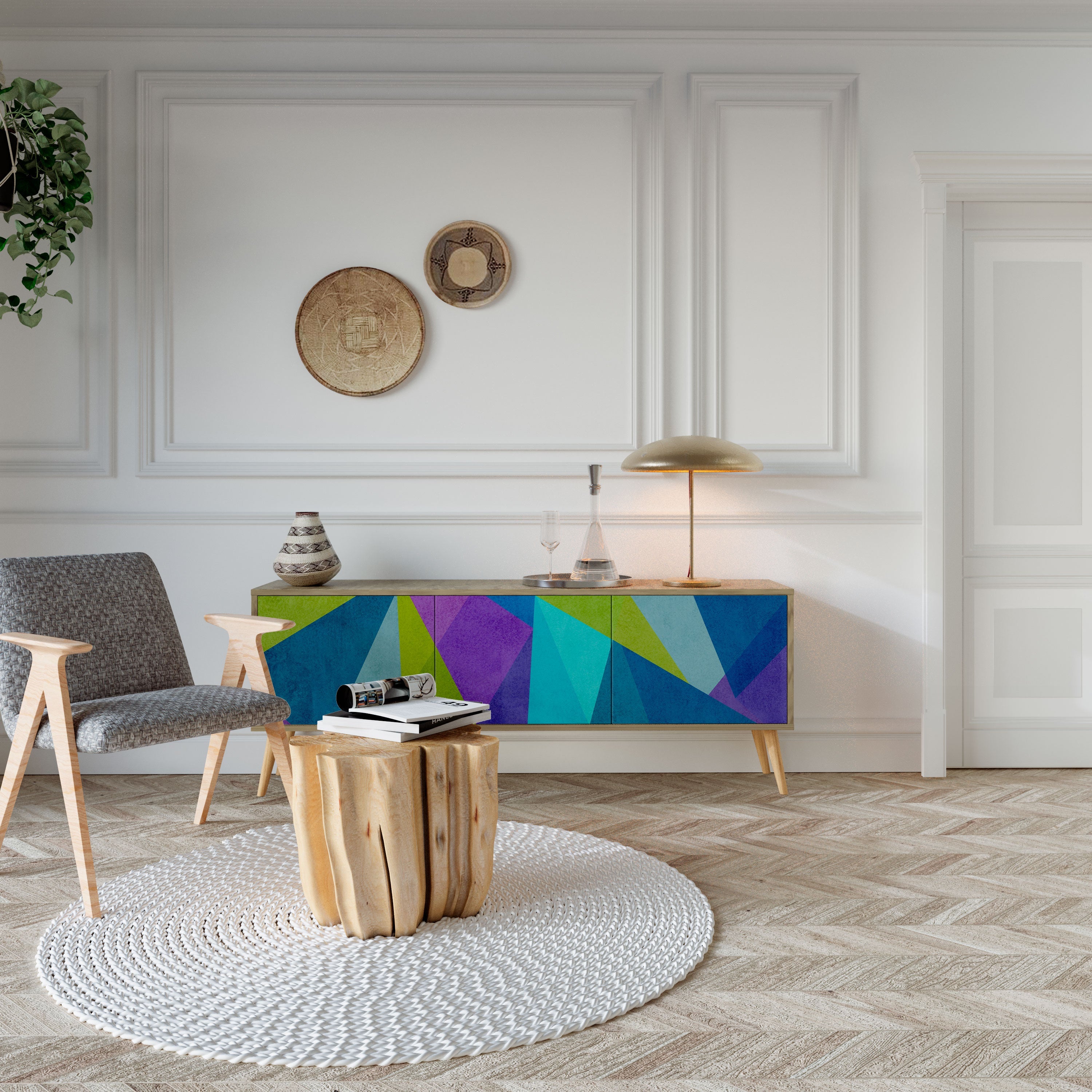 COLD SHOWCASE Móvel de TV com 3 Portas em Efeito Carvalho