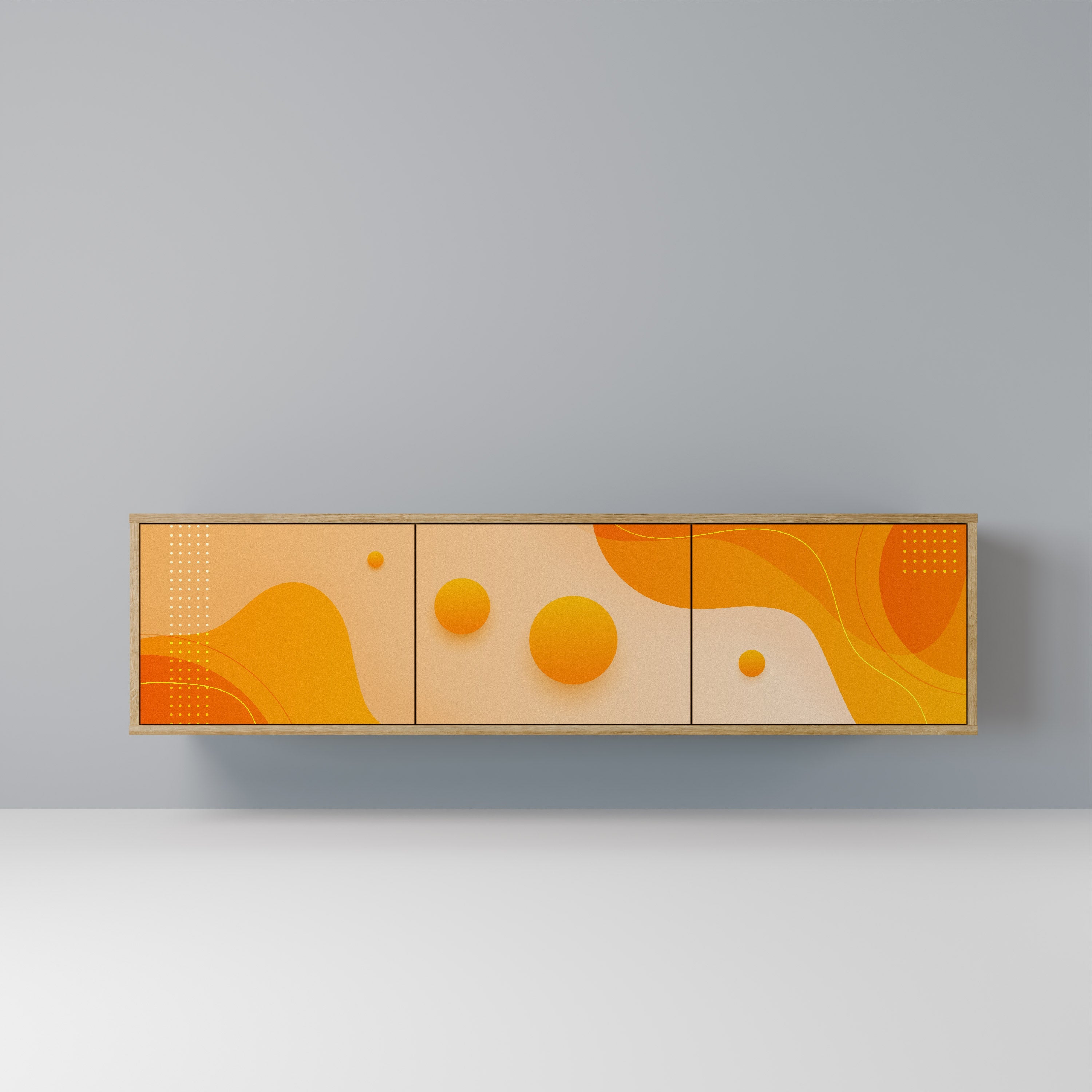 ORANGE ARRANGEMENT Móvel de TV com 3 Portas em Efeito Carvalho